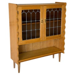 Licentia Møbler Oak Glass Bookcase with Scalloped Edges Danish Vintage 1970s