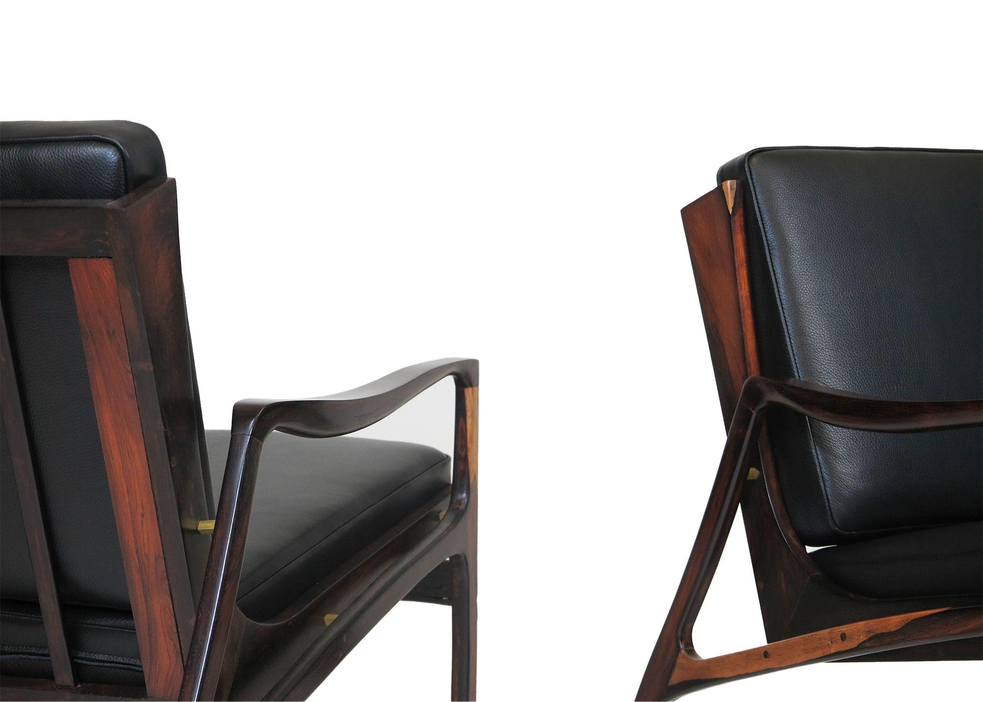 Oiled Liceu de Artes e Officios Brazilian Rosewood Lounge Chairs For Sale