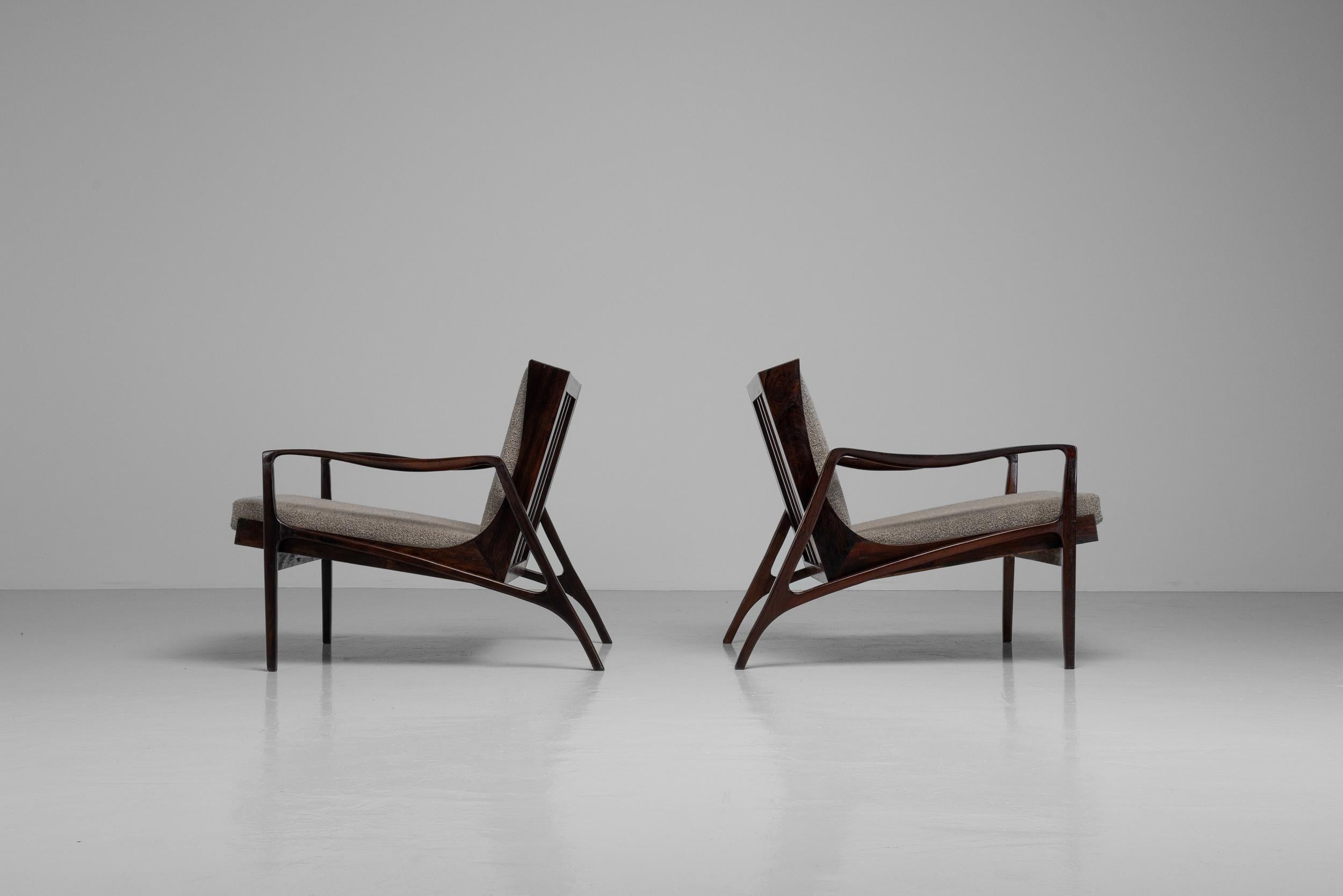 Fabric Liceu de Artes e Oficios lounge chairs Brazil 1960 For Sale