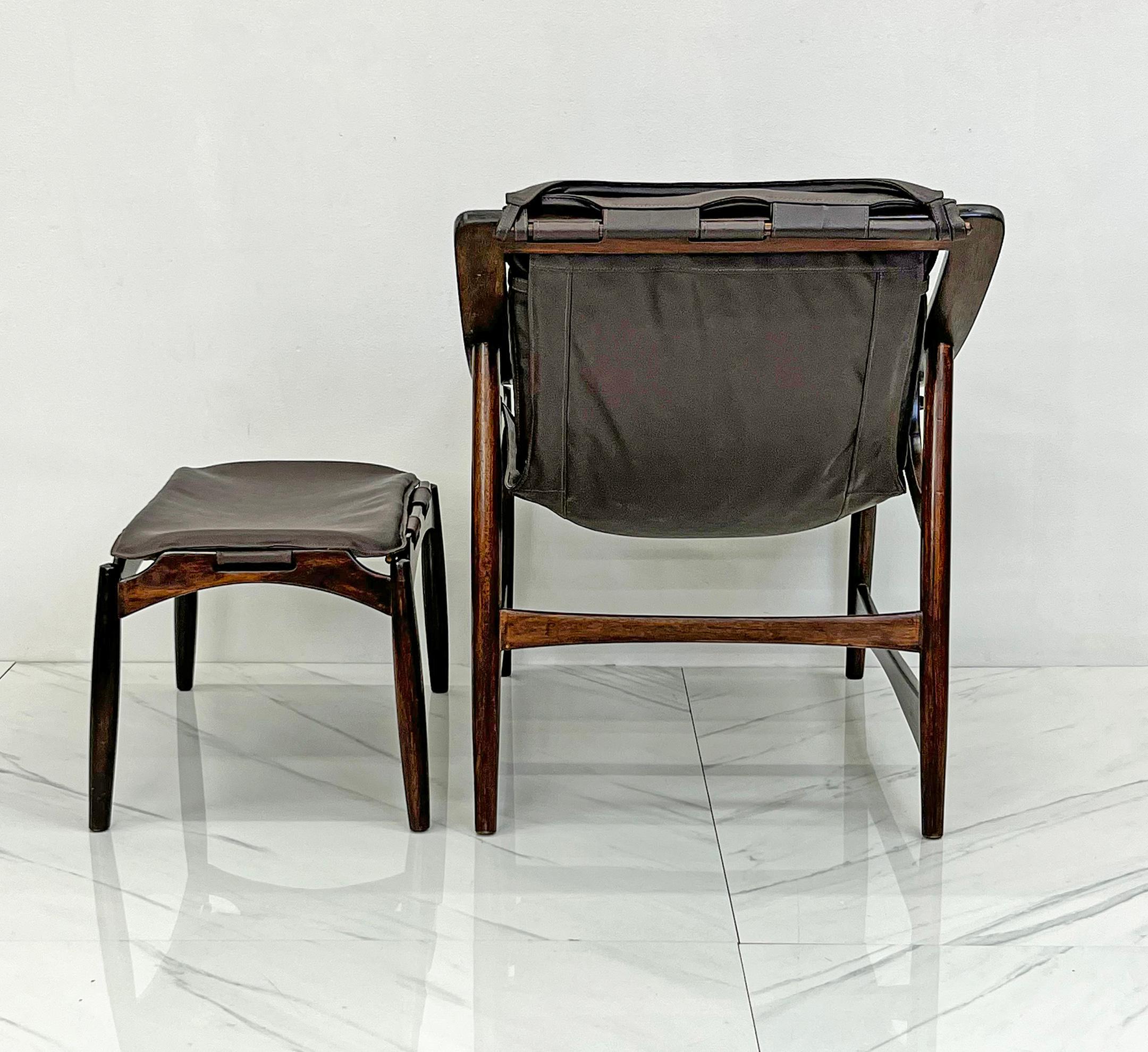 Liceu de Artes e Oficios Rosewood Lounge Chair and Ottoman  For Sale 4
