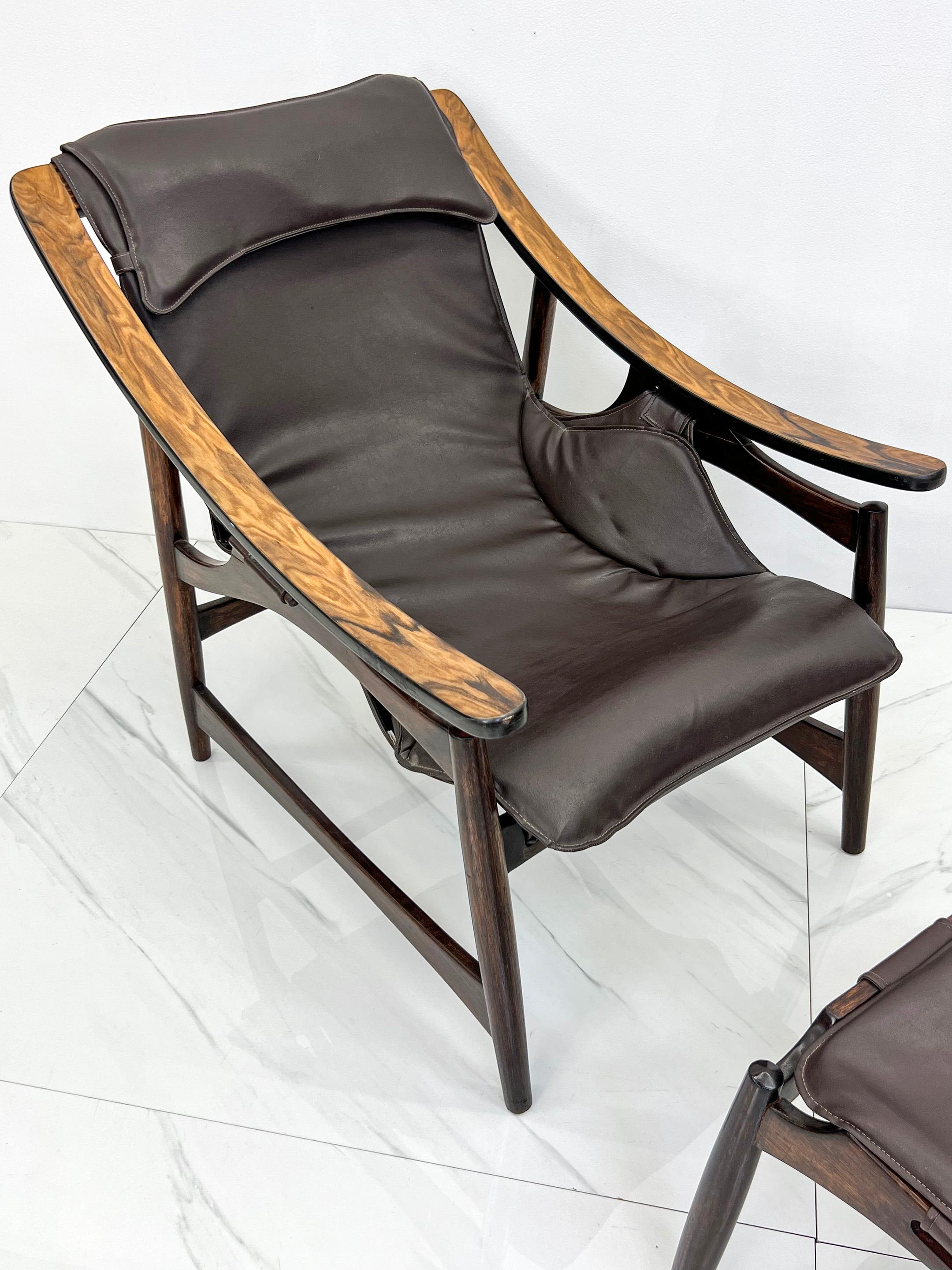 Mid-20th Century Liceu de Artes e Oficios Rosewood Lounge Chair and Ottoman  For Sale