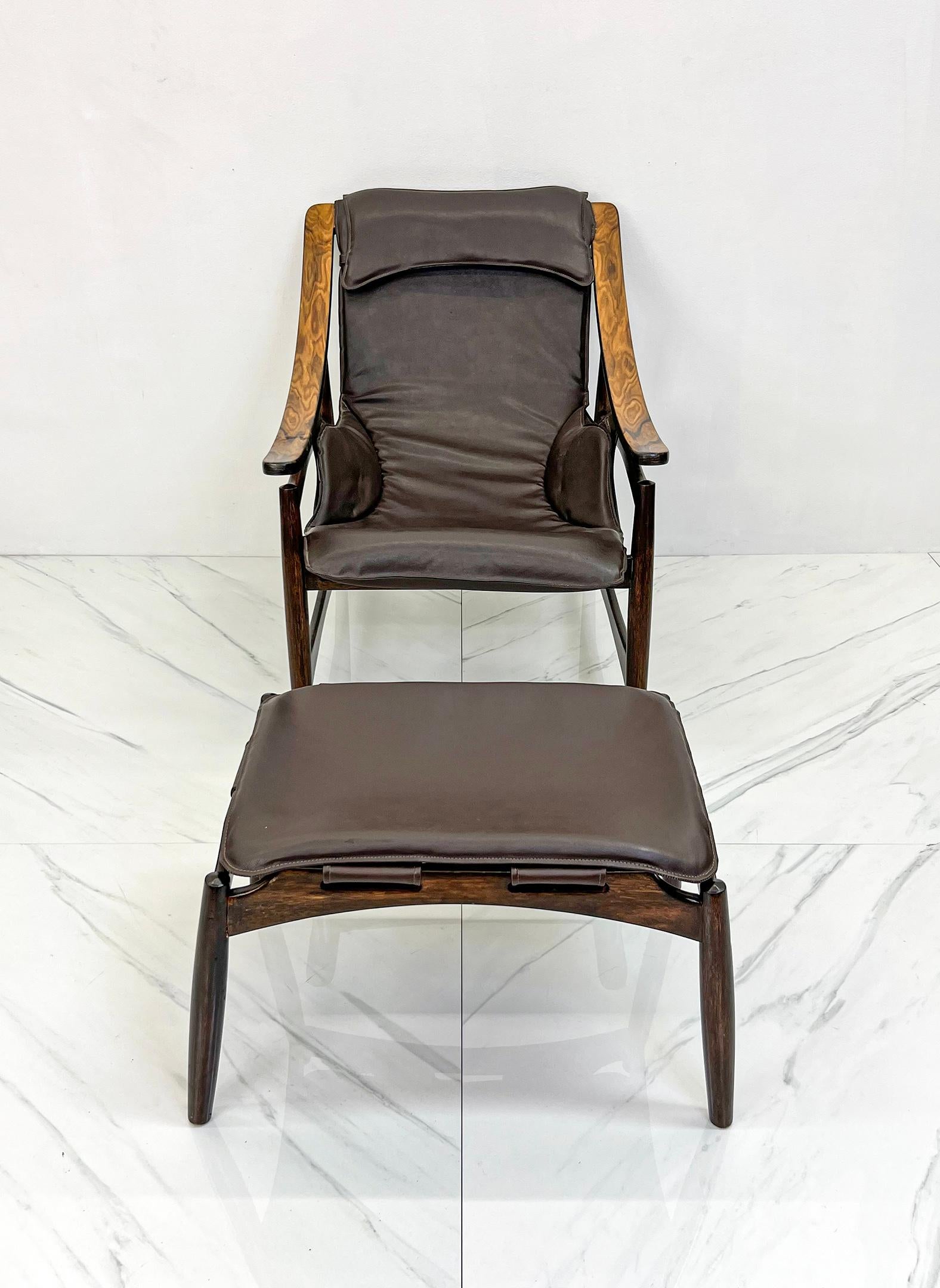 Liceu de Artes e Oficios Rosewood Lounge Chair and Ottoman  For Sale 1