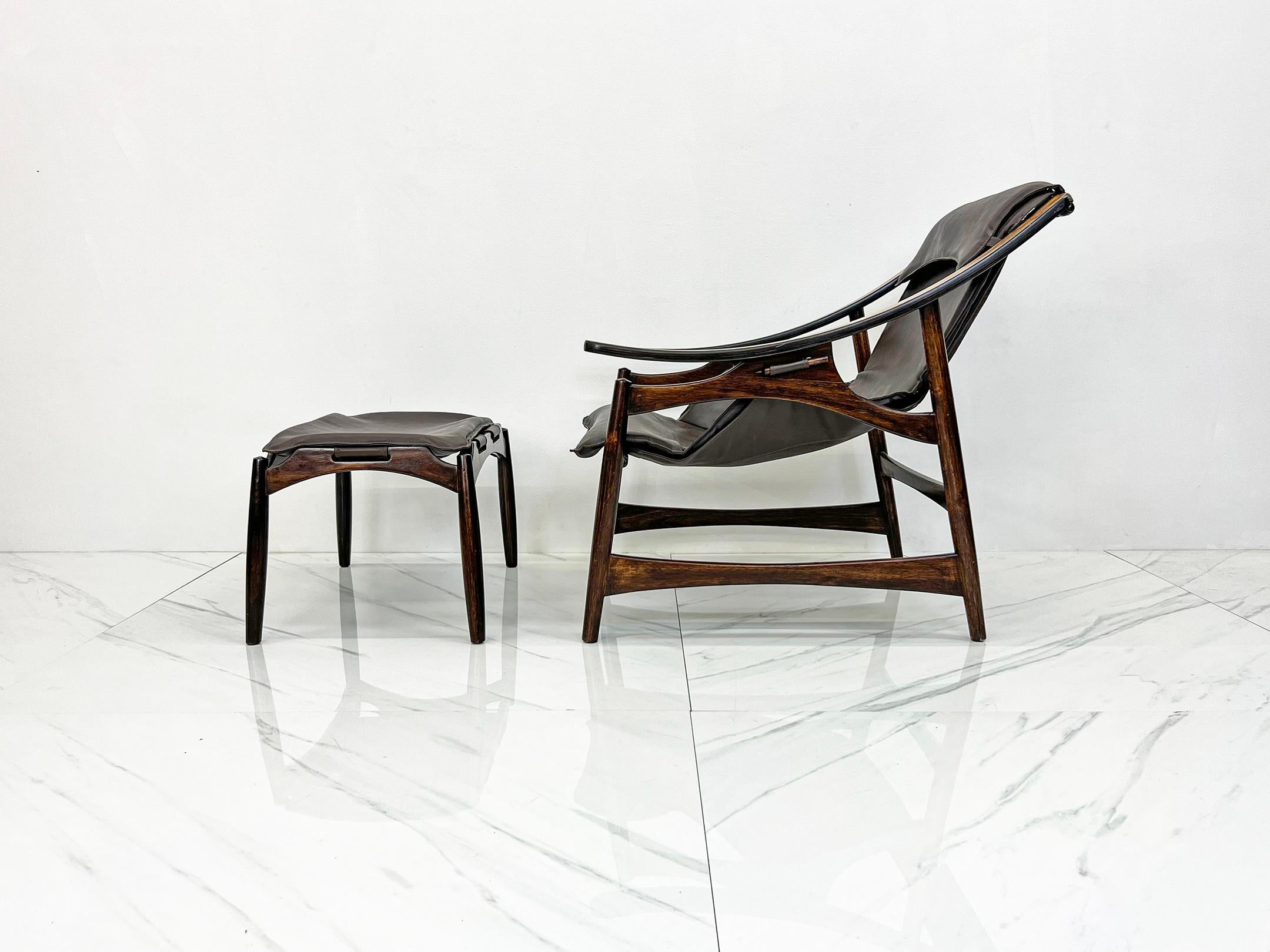 Liceu de Artes e Oficios Rosewood Lounge Chair and Ottoman  For Sale 2