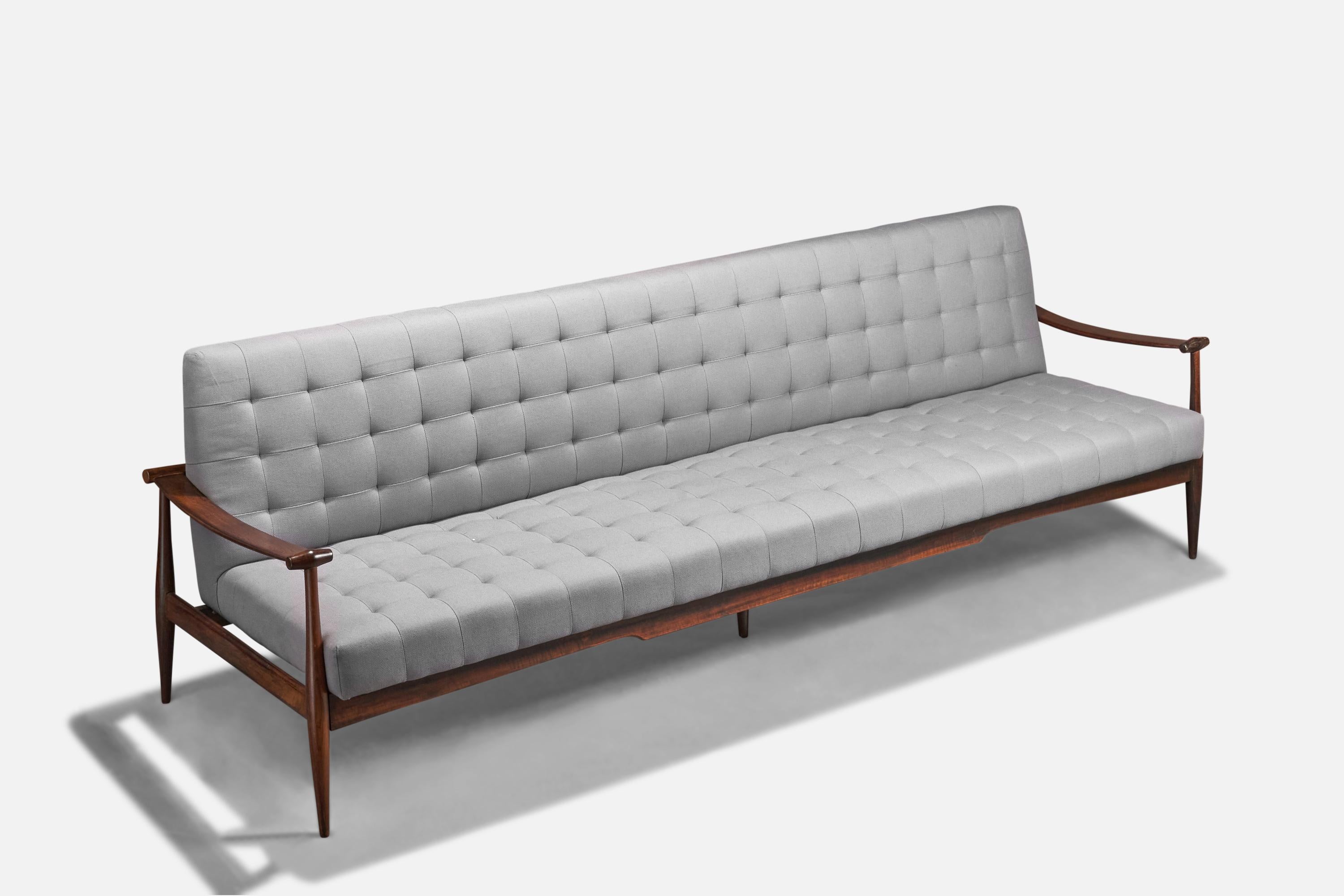 Liceu de Artes e Ofícios, Sofa, Palisanderholz, grauer Stoff, Brasilien, 1955 (Moderne der Mitte des Jahrhunderts) im Angebot