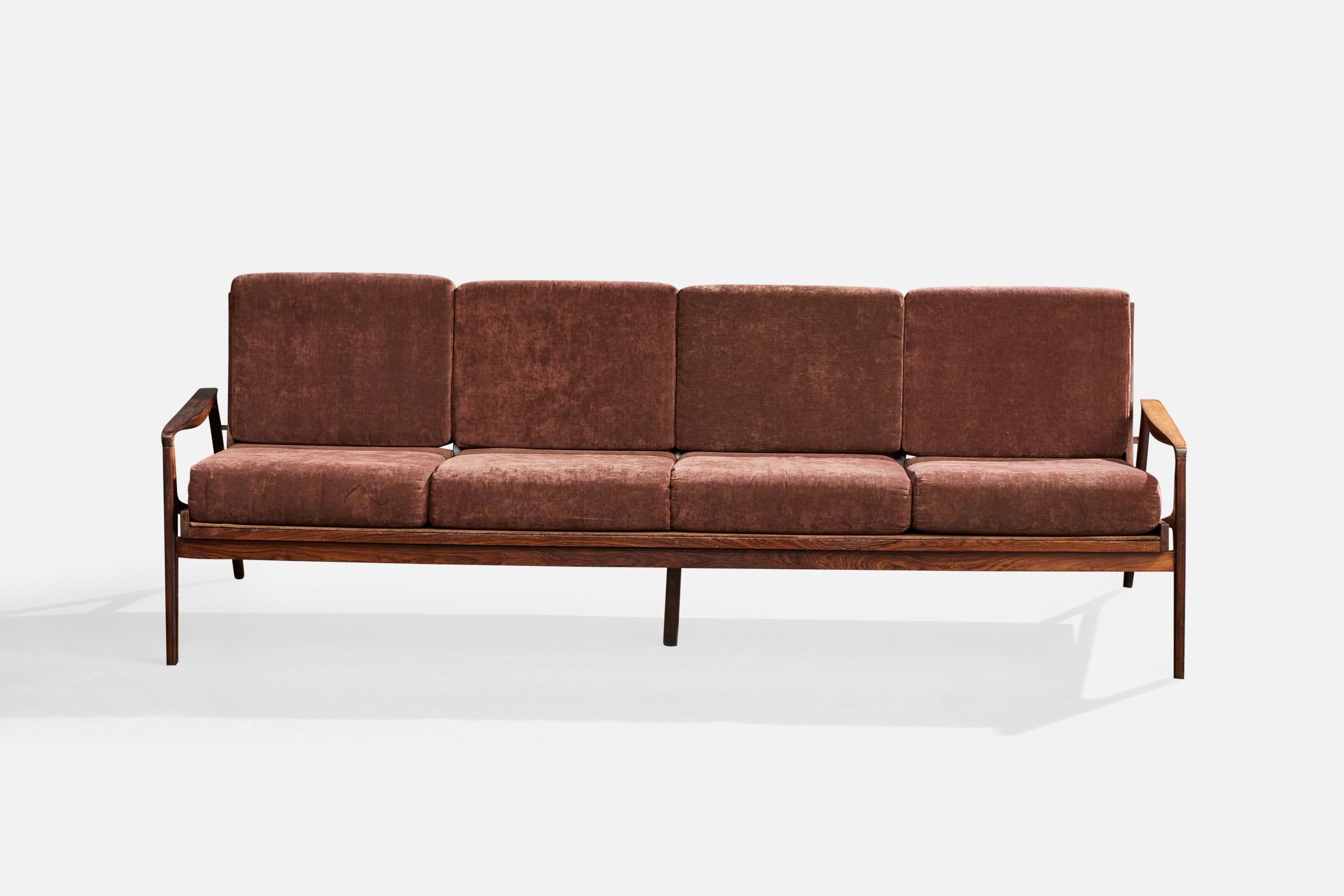 Mid-Century Modern Liceu de Artes e Ofícios, Canapé, Wood, Tissu, Brésil, années 1960 en vente