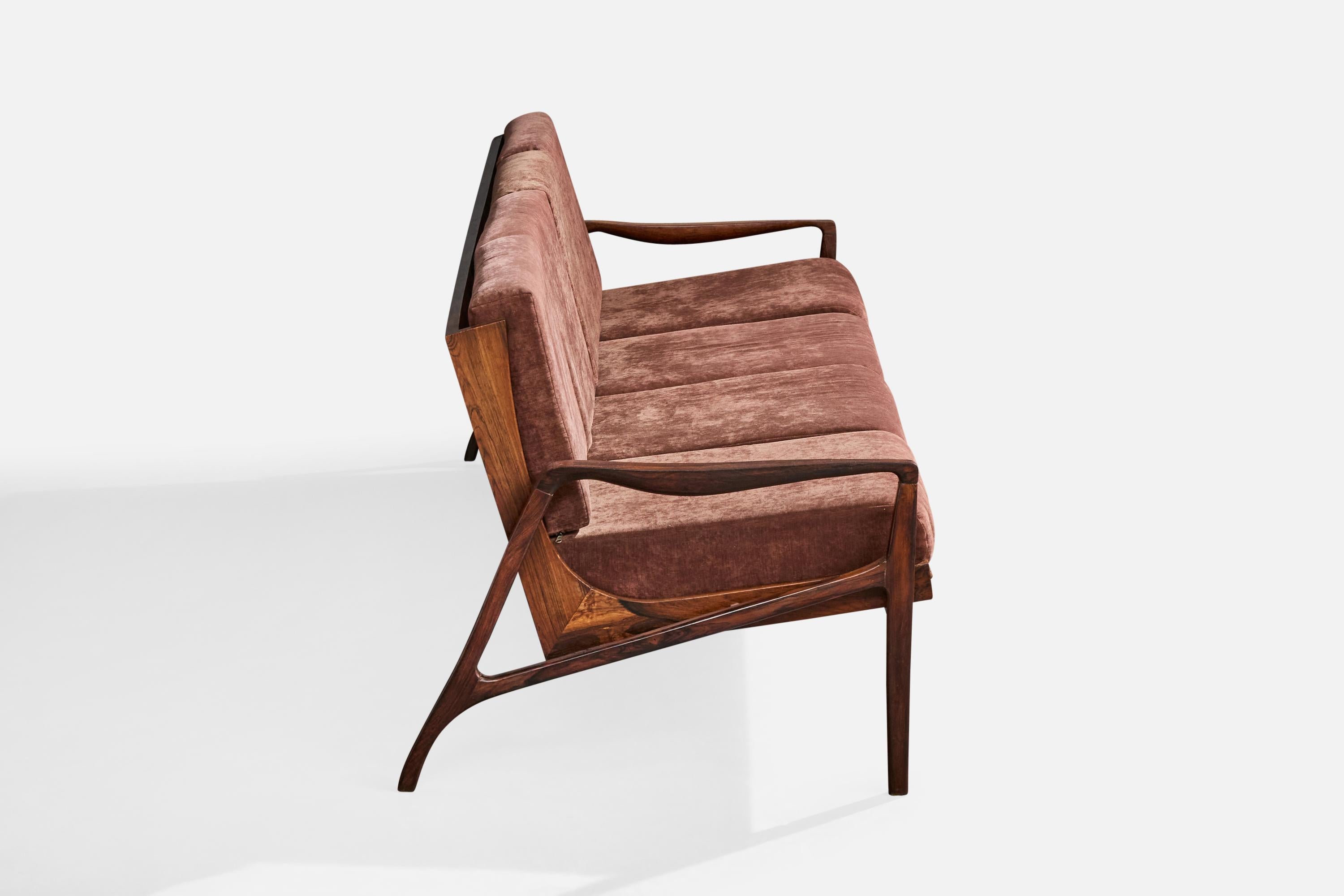 Brésilien Liceu de Artes e Ofícios, Canapé, Wood, Tissu, Brésil, années 1960 en vente