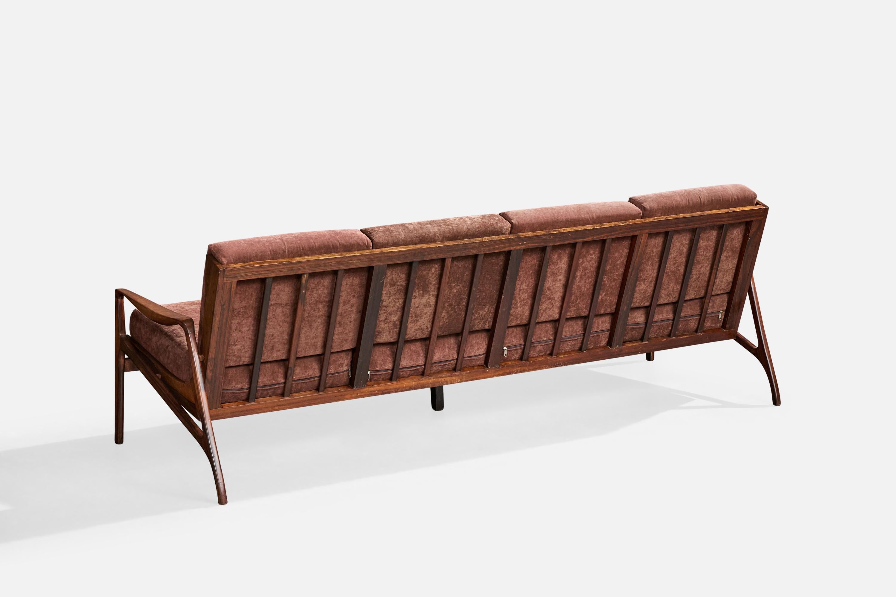 Liceu de Artes e Ofícios, Canapé, Wood, Tissu, Brésil, années 1960 Bon état - En vente à High Point, NC