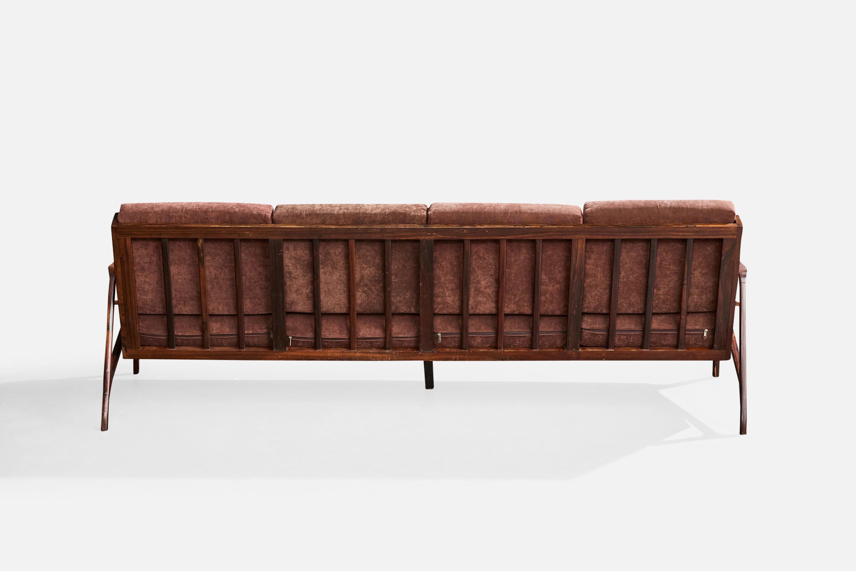 Milieu du XXe siècle Liceu de Artes e Ofícios, Canapé, Wood, Tissu, Brésil, années 1960 en vente