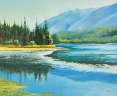 Lichao Lan Paisaje Acuático Óleo Original Sobre Lienzo "Reflejo del Lago Claro"