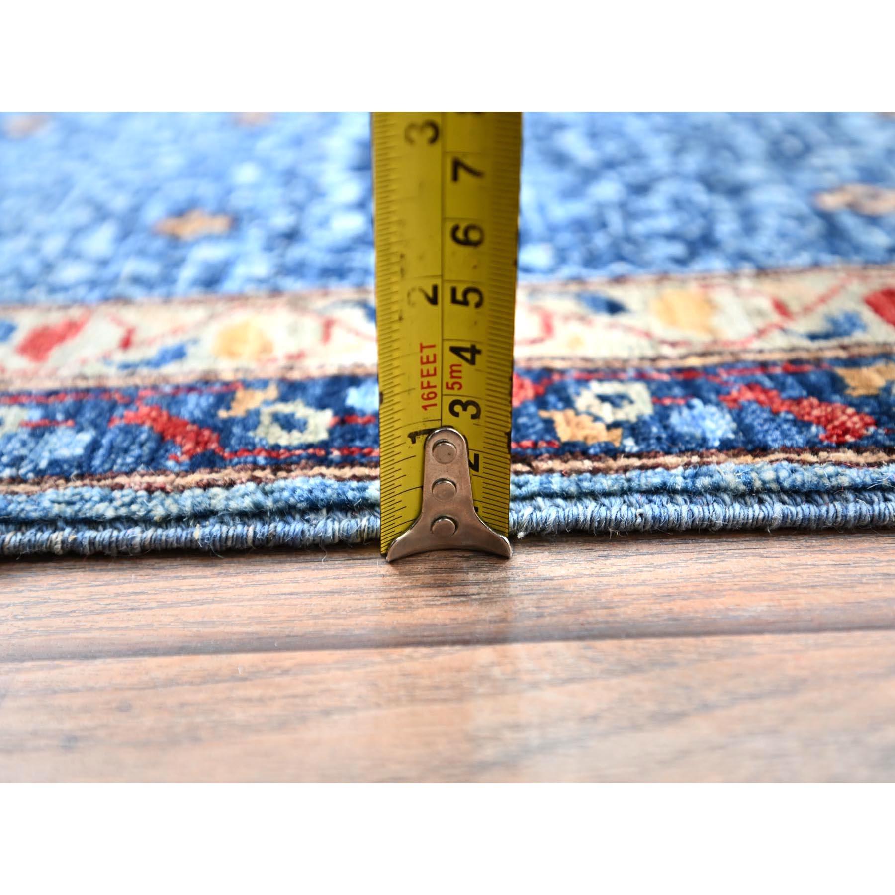 Lichen Blue Mamluk Dynasty Vibrant Wool Hand Knotted Oriental Rug 9'10