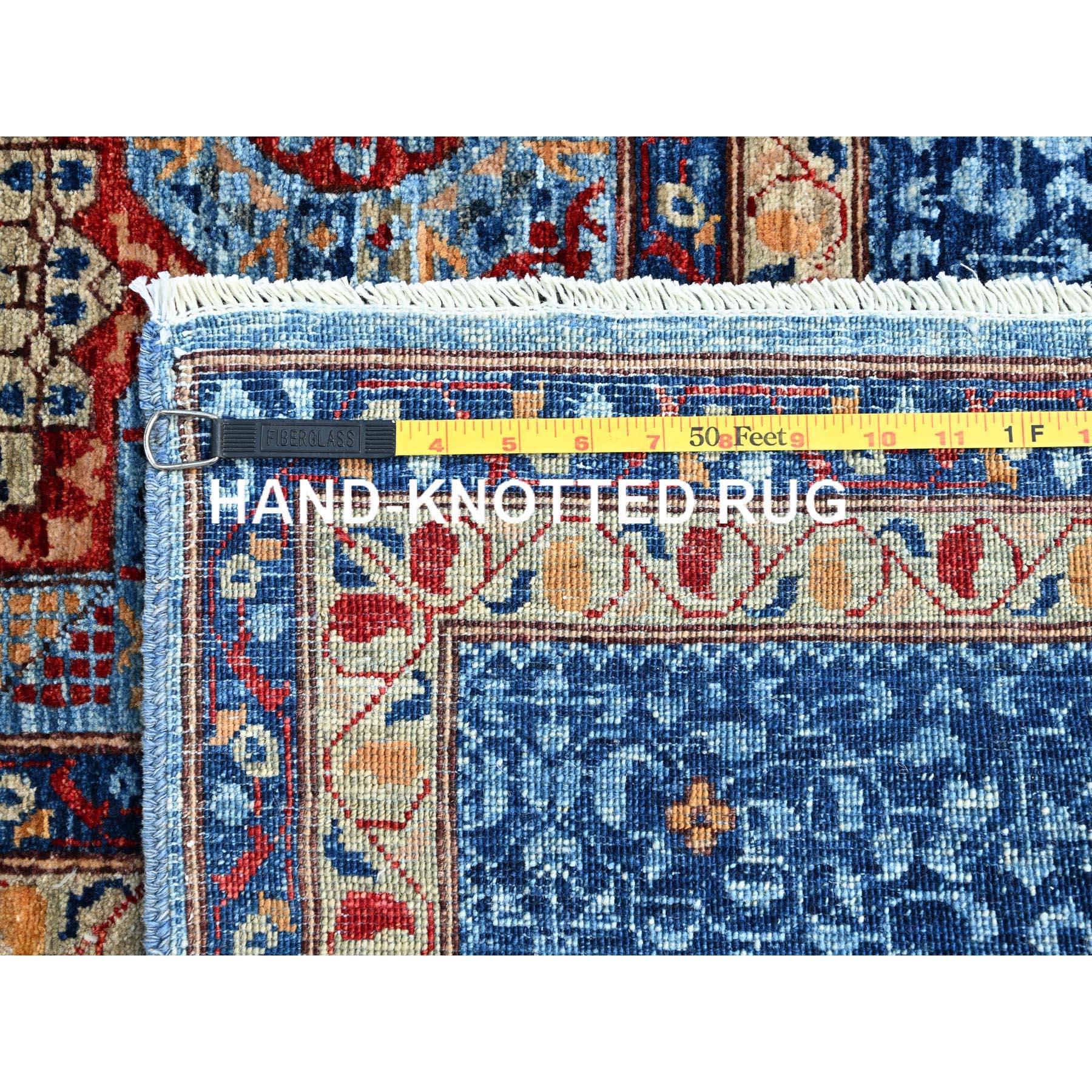 Lichen Blue Mamluk Dynasty Vibrant Wool Hand Knotted Oriental Rug 9'10