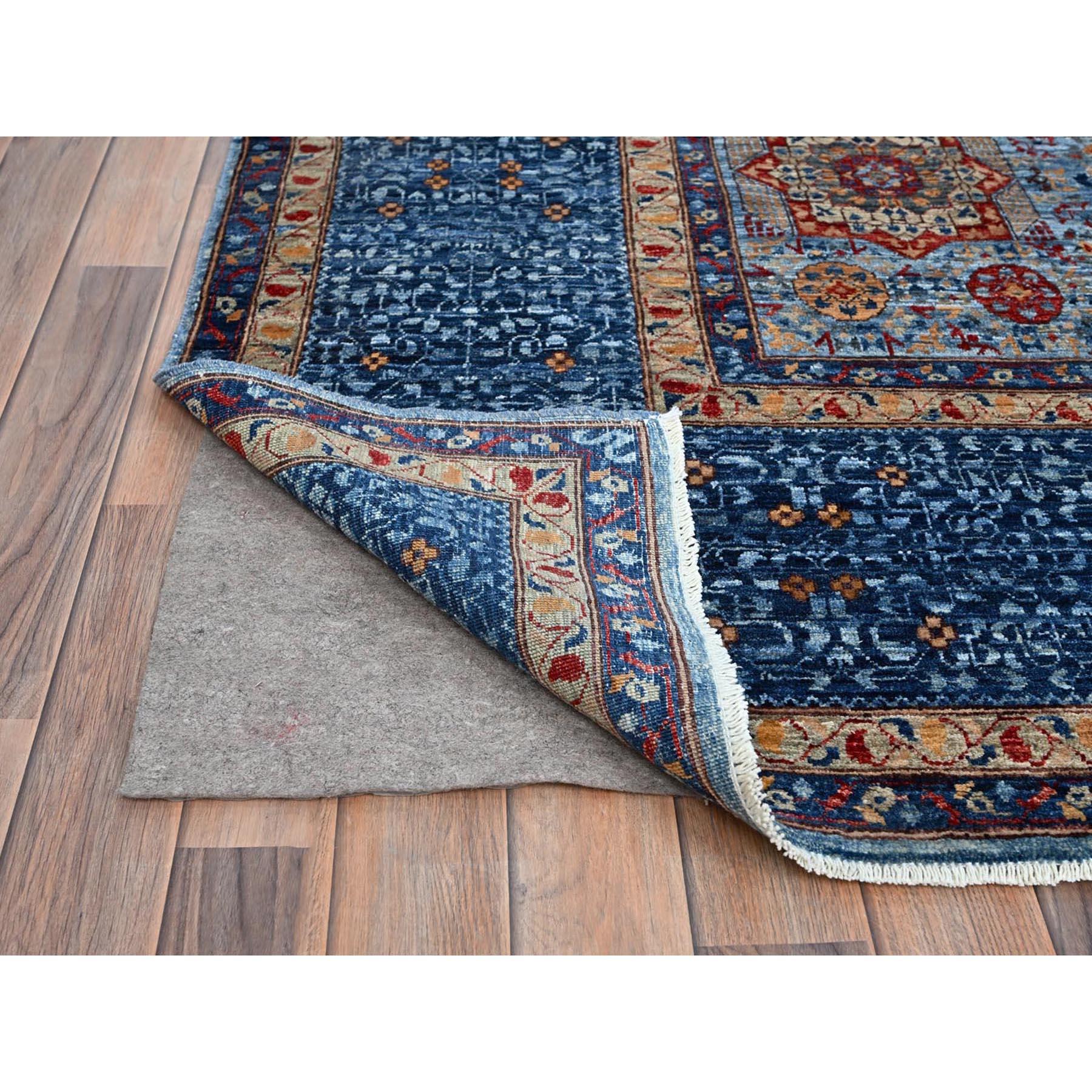 Afghan Lichen Blue Mamluk Dynasty Vibrant Wool Hand Knotted Oriental Rug 9'10