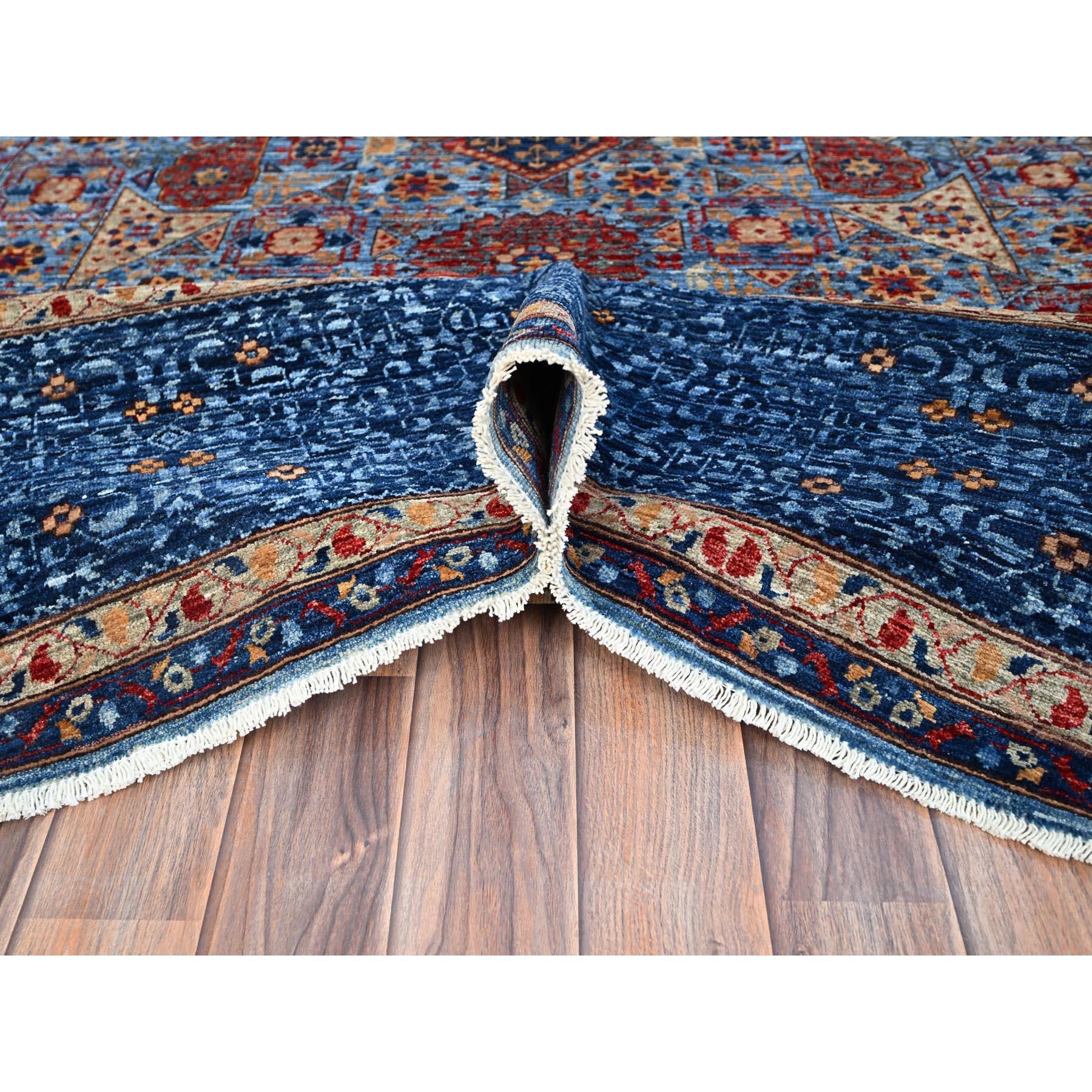 Hand-Knotted Lichen Blue Mamluk Dynasty Vibrant Wool Hand Knotted Oriental Rug 9'10