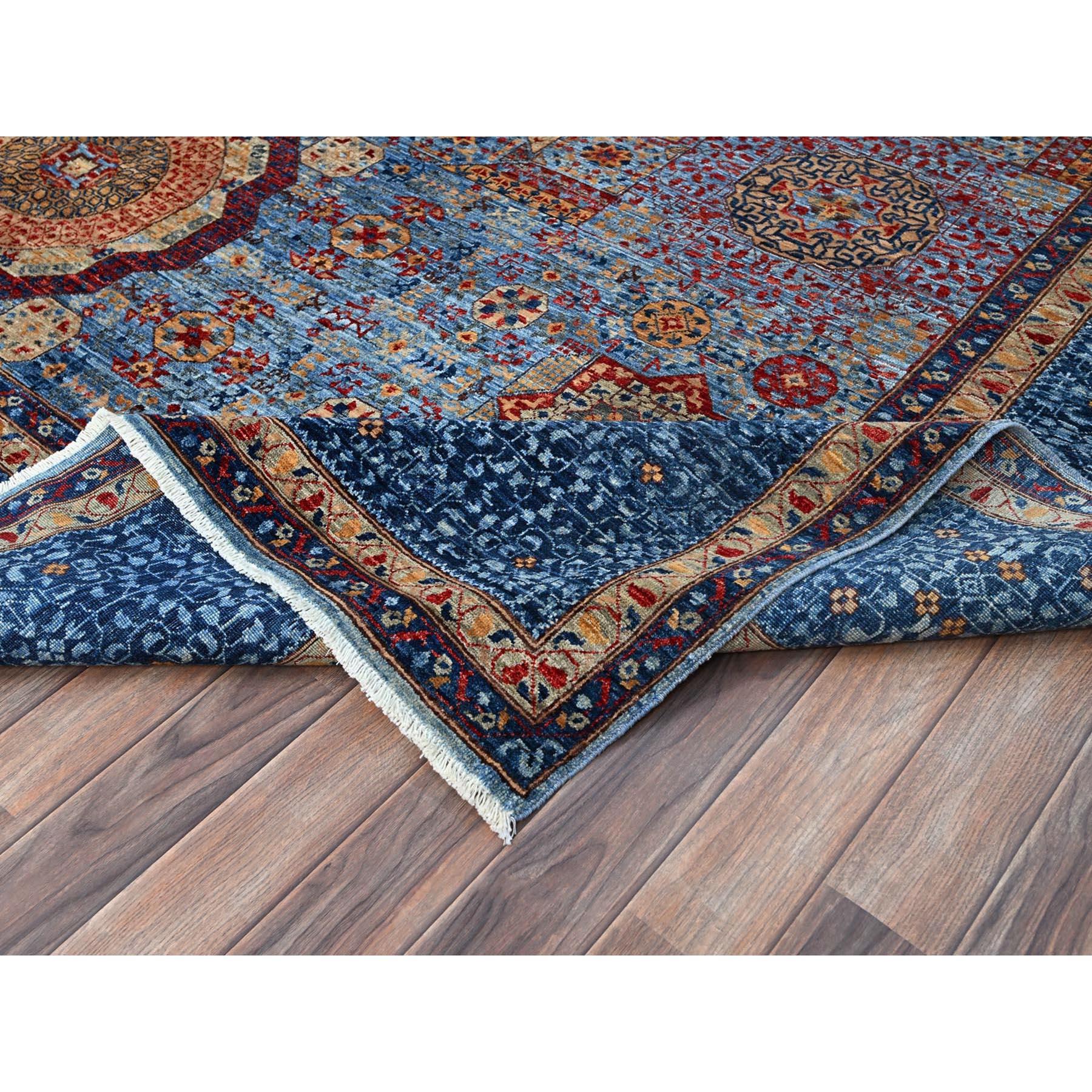 Lichen Blue Mamluk Dynasty Vibrant Wool Hand Knotted Oriental Rug 9'10