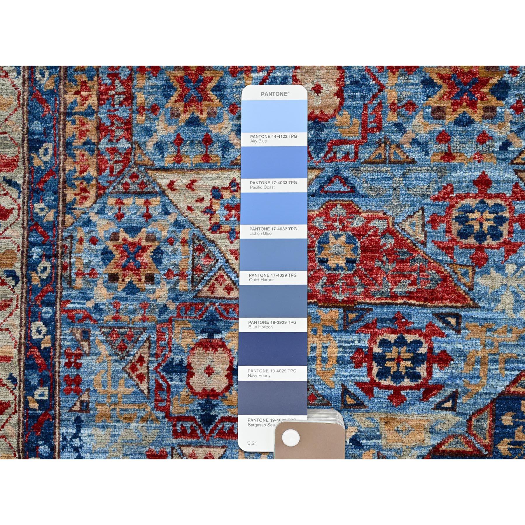 Contemporary Lichen Blue Mamluk Dynasty Vibrant Wool Hand Knotted Oriental Rug 9'10