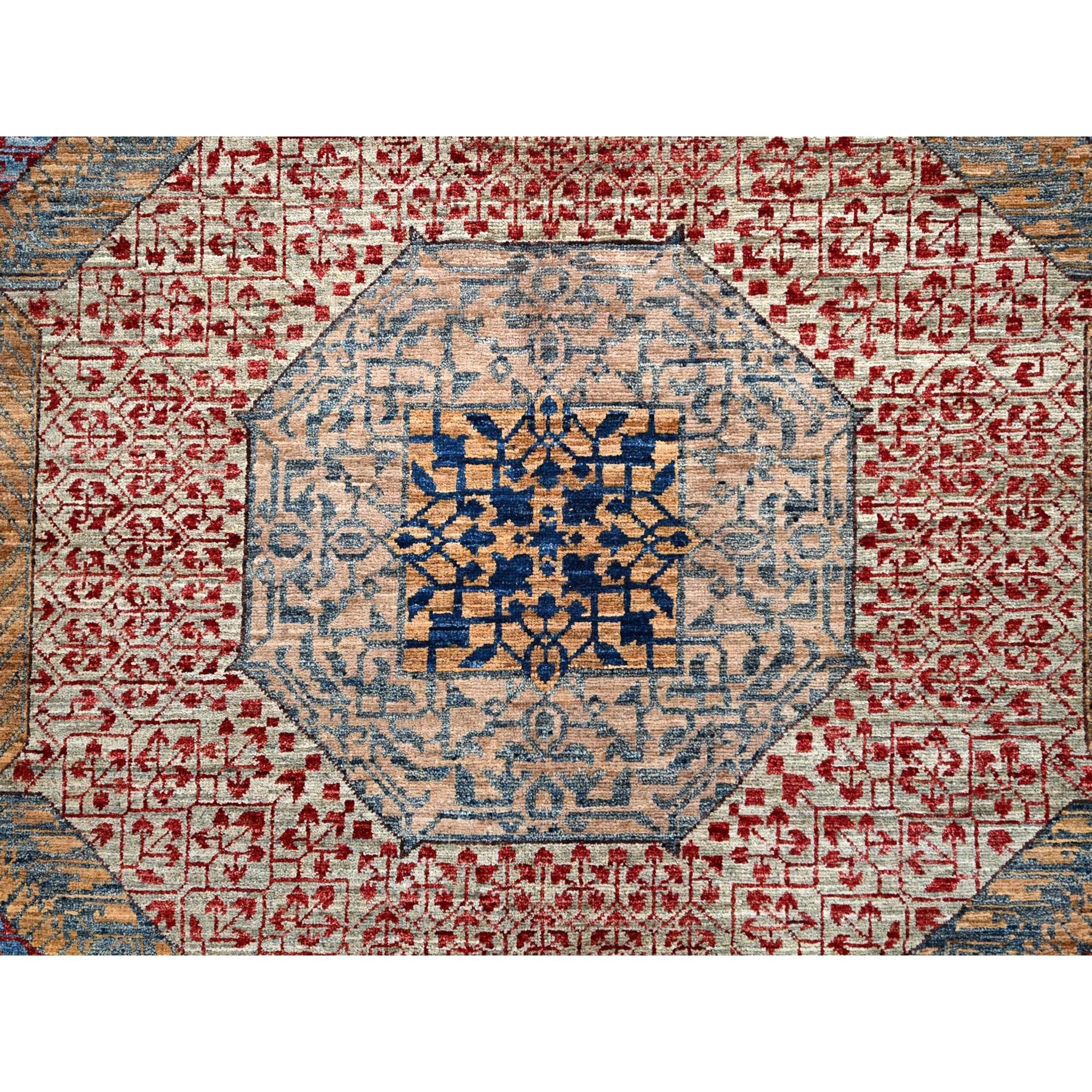 Lichen Blue Mamluk Dynasty Vibrant Wool Hand Knotted Oriental Rug 9'10