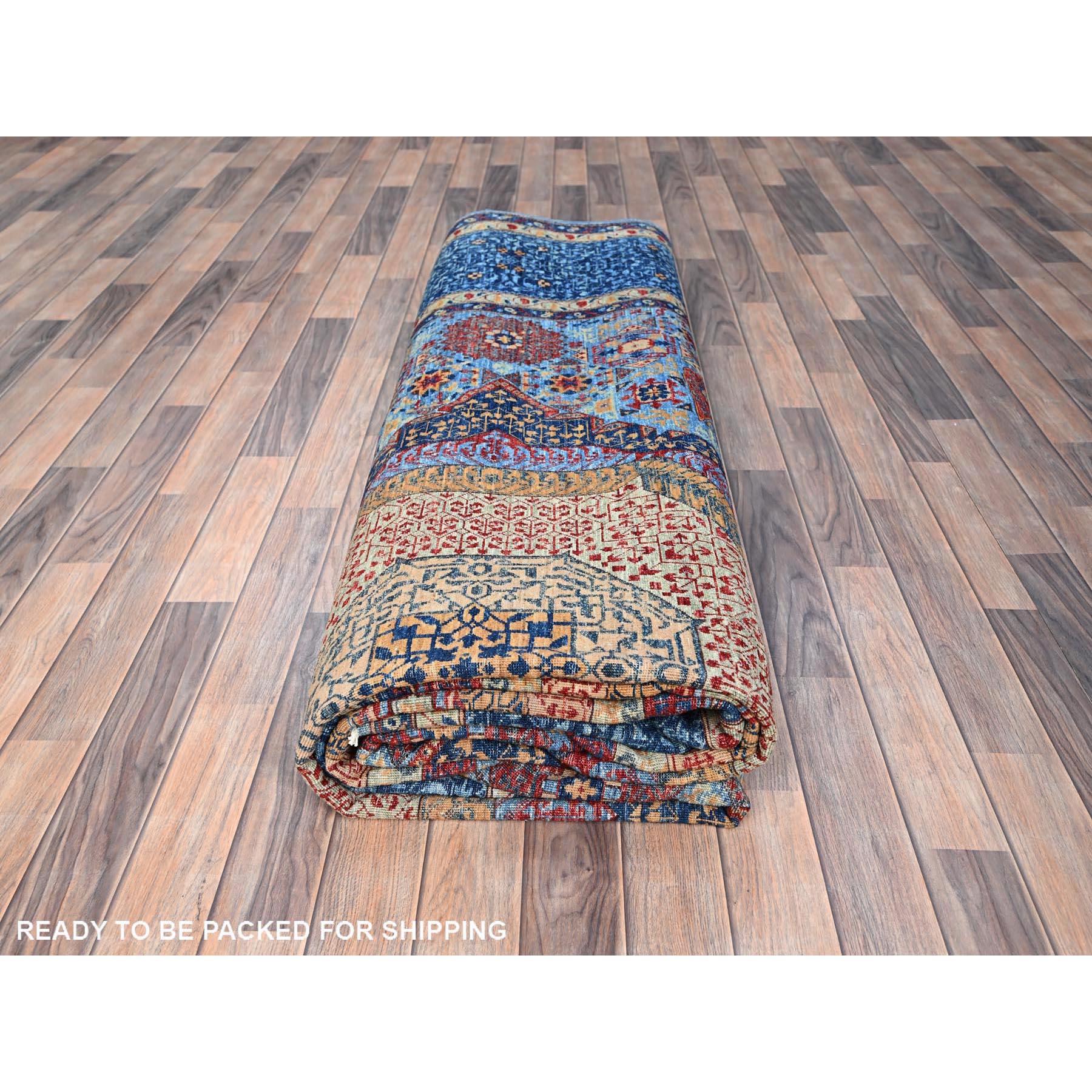Lichen Blue Mamluk Dynasty Vibrant Wool Hand Knotted Oriental Rug 9'10