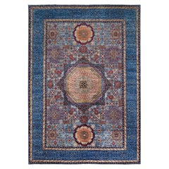Lichen Blue Mamluk Dynasty Vibrant Wool Hand Knotted Oriental Rug 9'10" x 13'8"