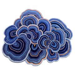 Lichen Blue Orange Organic Vibrant Natural Rug Standard Size