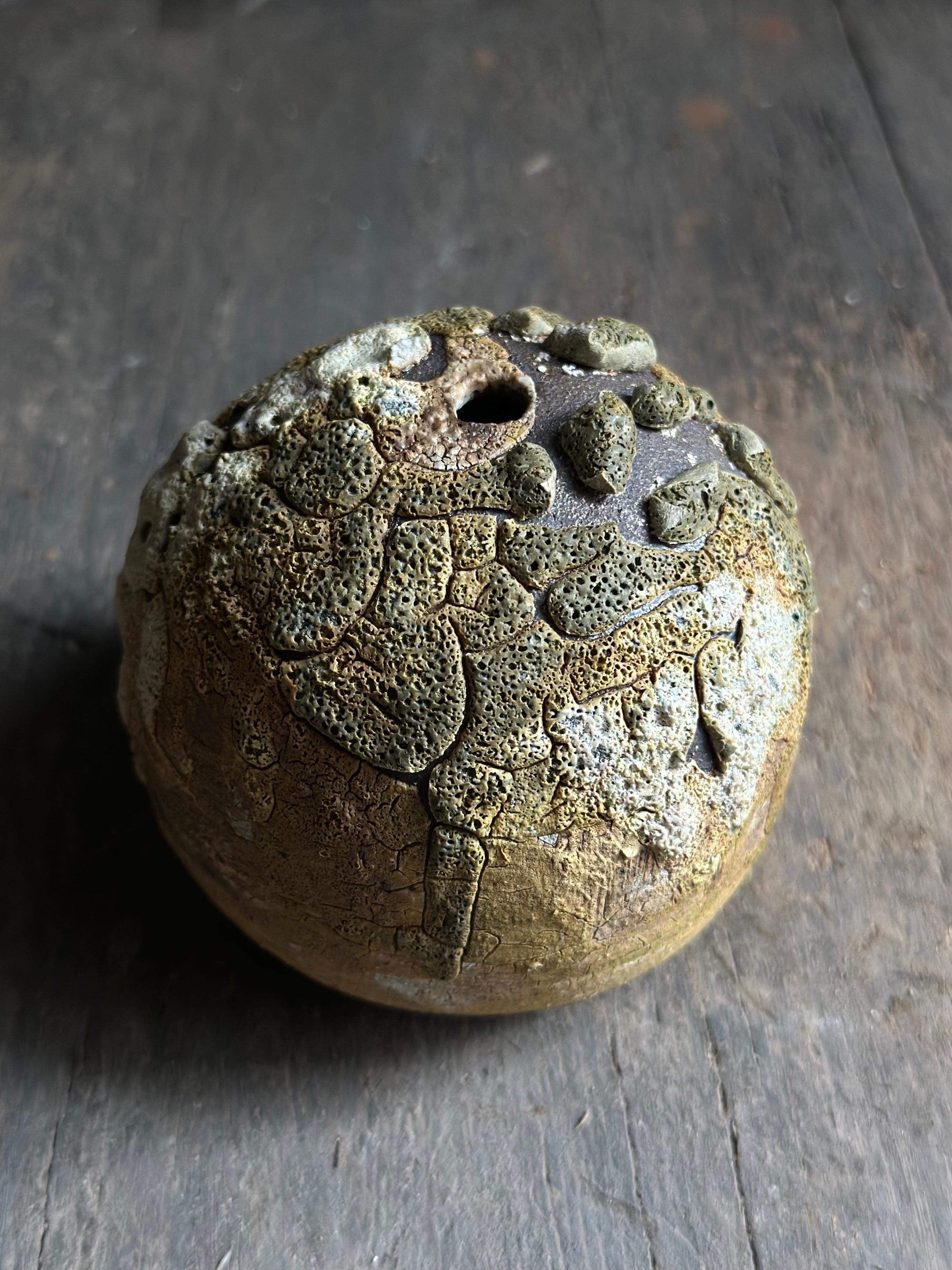 Lichen Green Organic Modern Rustic Ceramic Bud Vase In New Condition In Pasadena, CA