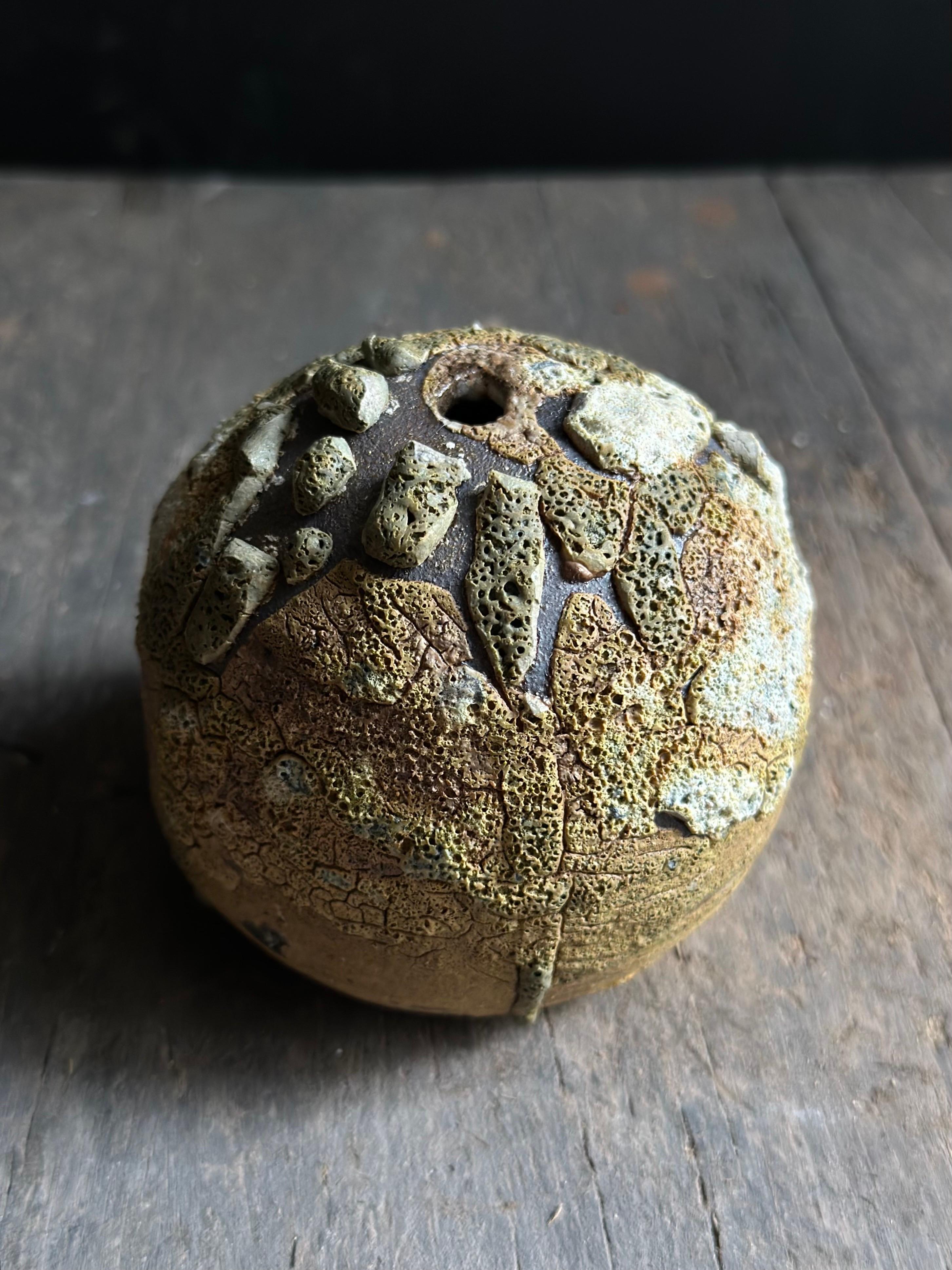 Contemporary Lichen Green Organic Modern Rustic Ceramic Bud Vase