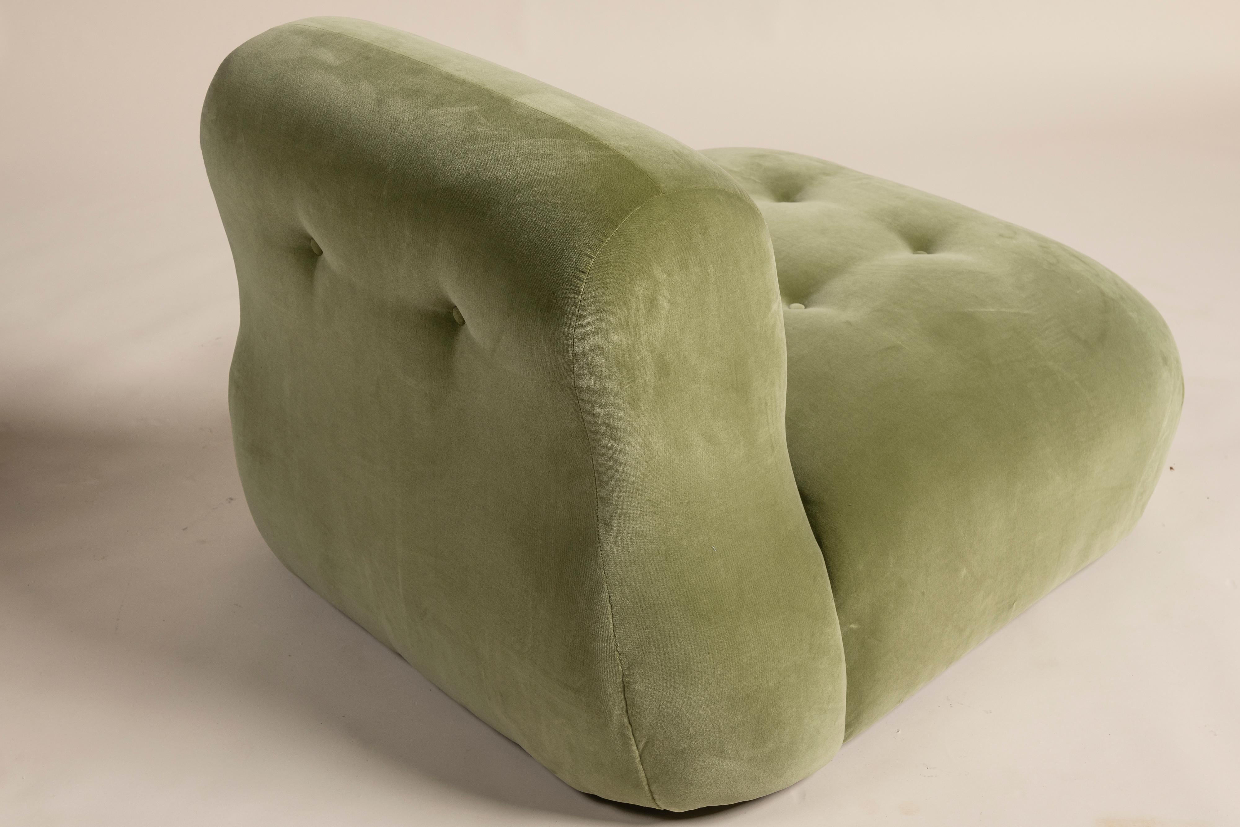 British Lichen Green Velvet Castle Chair, House of Hackney, UK For Sale