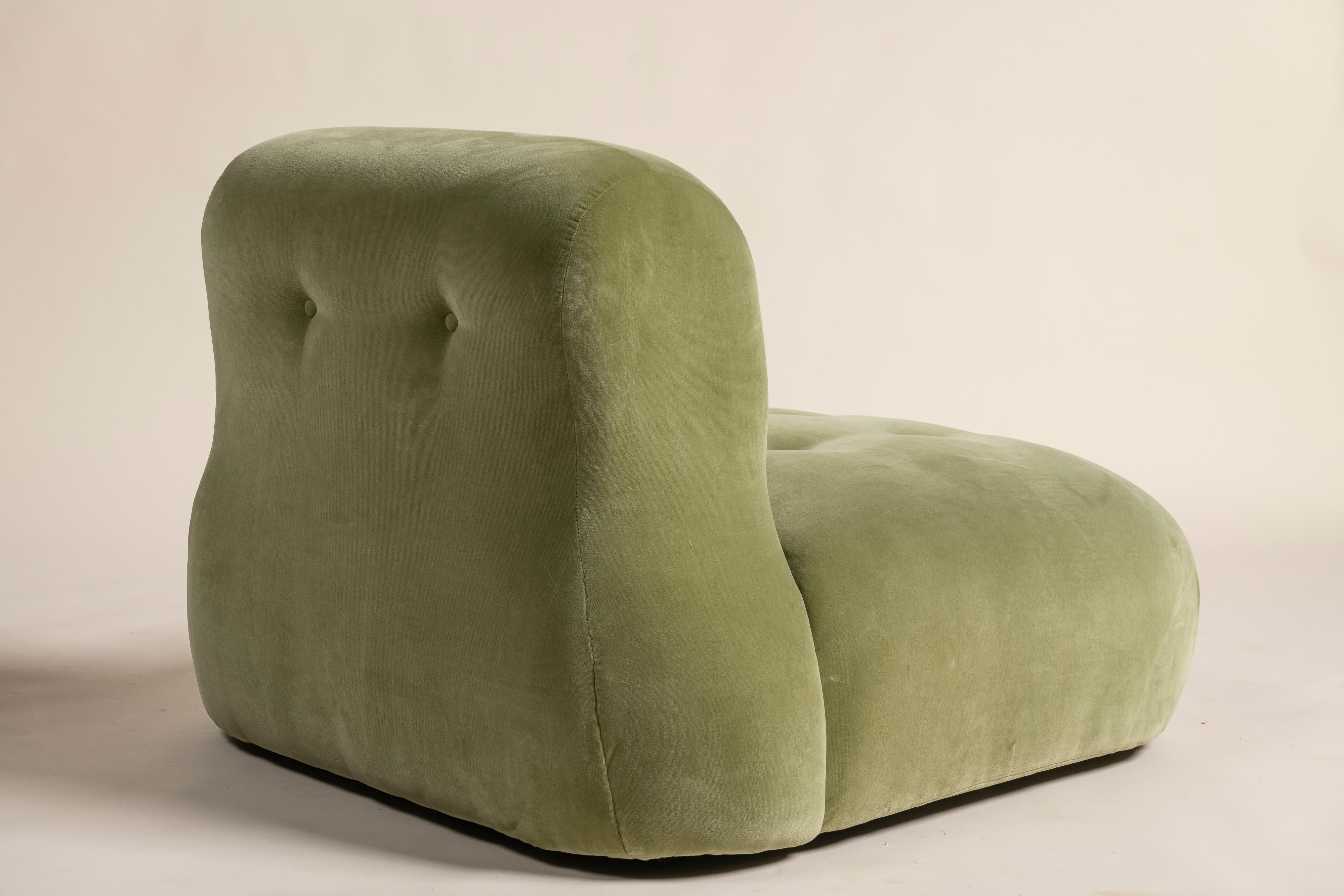 Contemporary Lichen Green Velvet Castle Chair, House of Hackney, UK For Sale