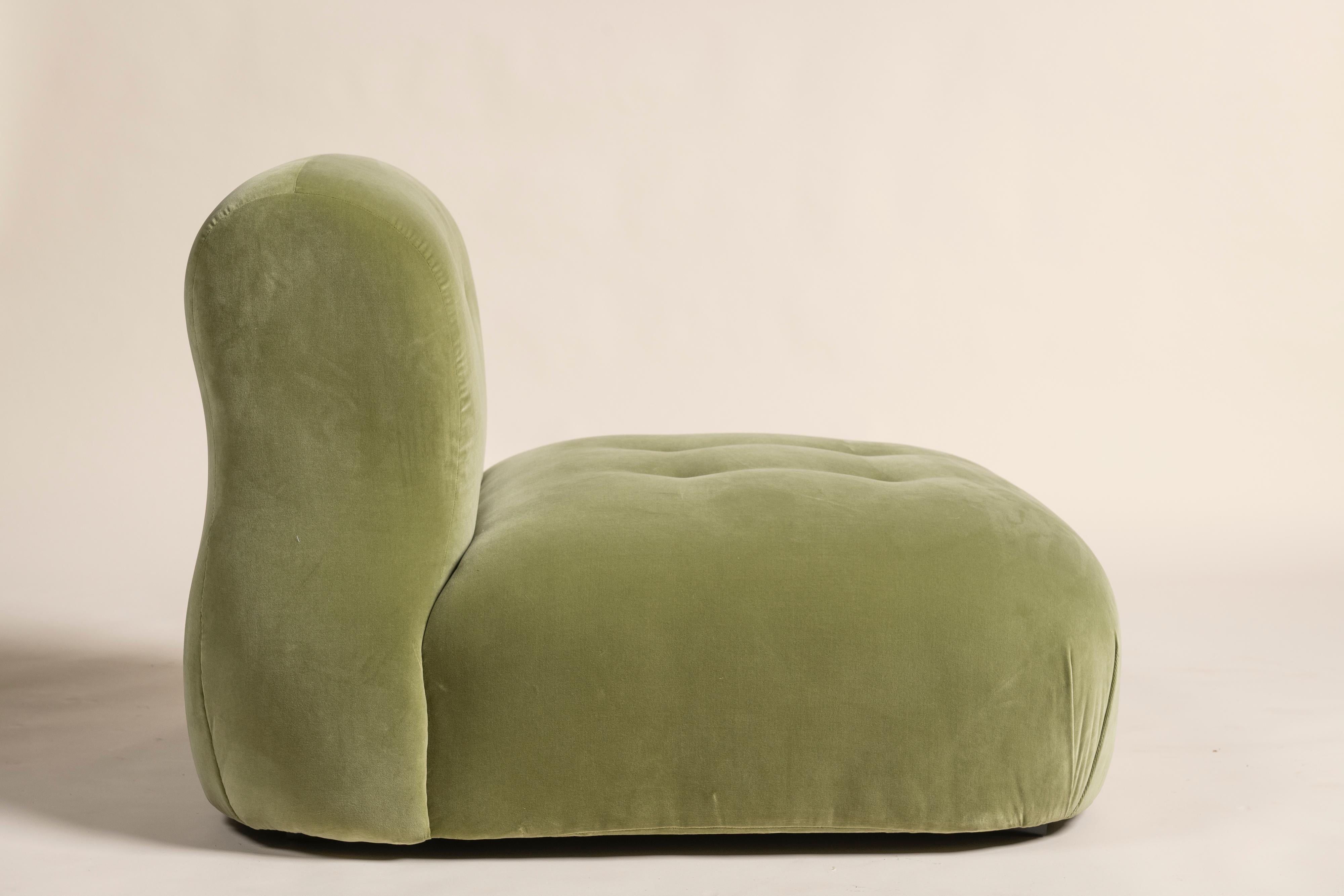 Upholstery Lichen Green Velvet Castle Chair, House of Hackney, UK For Sale