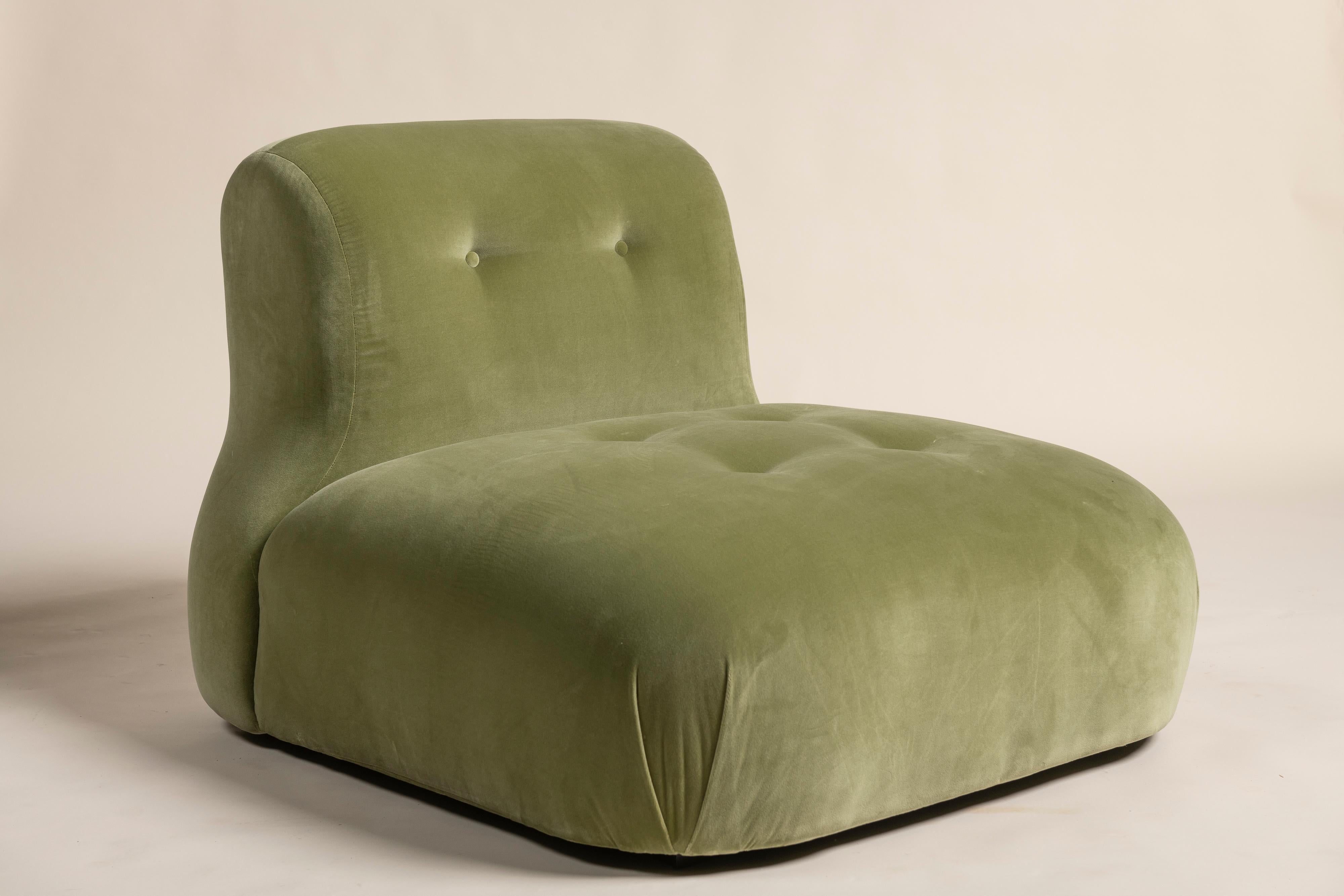 Lichen Green Velvet Castle Chair, House of Hackney, UK For Sale 1