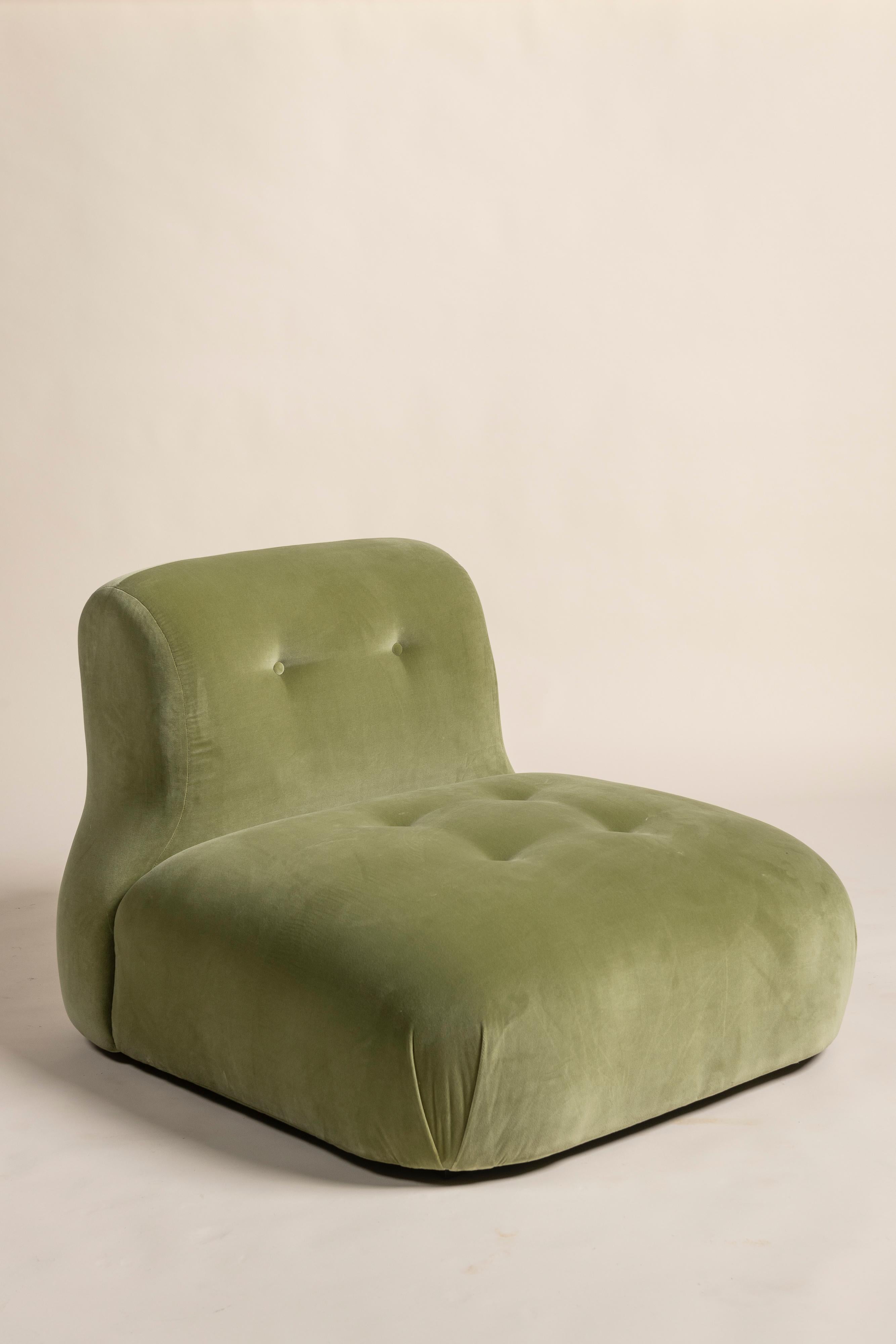 Lichen Green Velvet Castle Chair, House of Hackney, UK For Sale 2