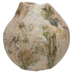 Lichen Moon Vase with Moss green gloss