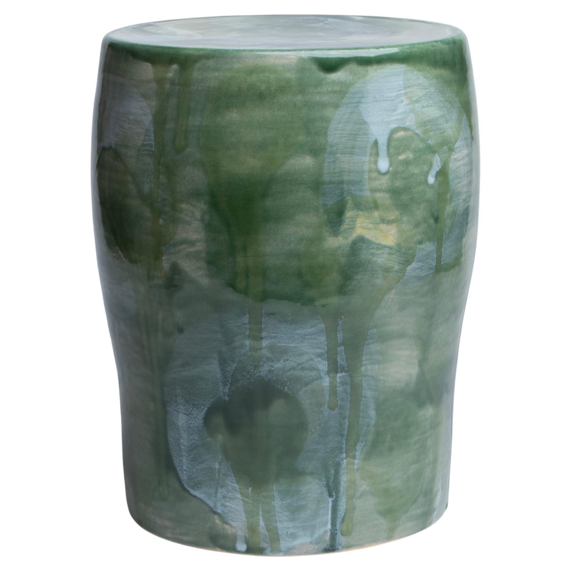 Lichen Unique Glazed Stoneware Stool by Pascale Girardin
