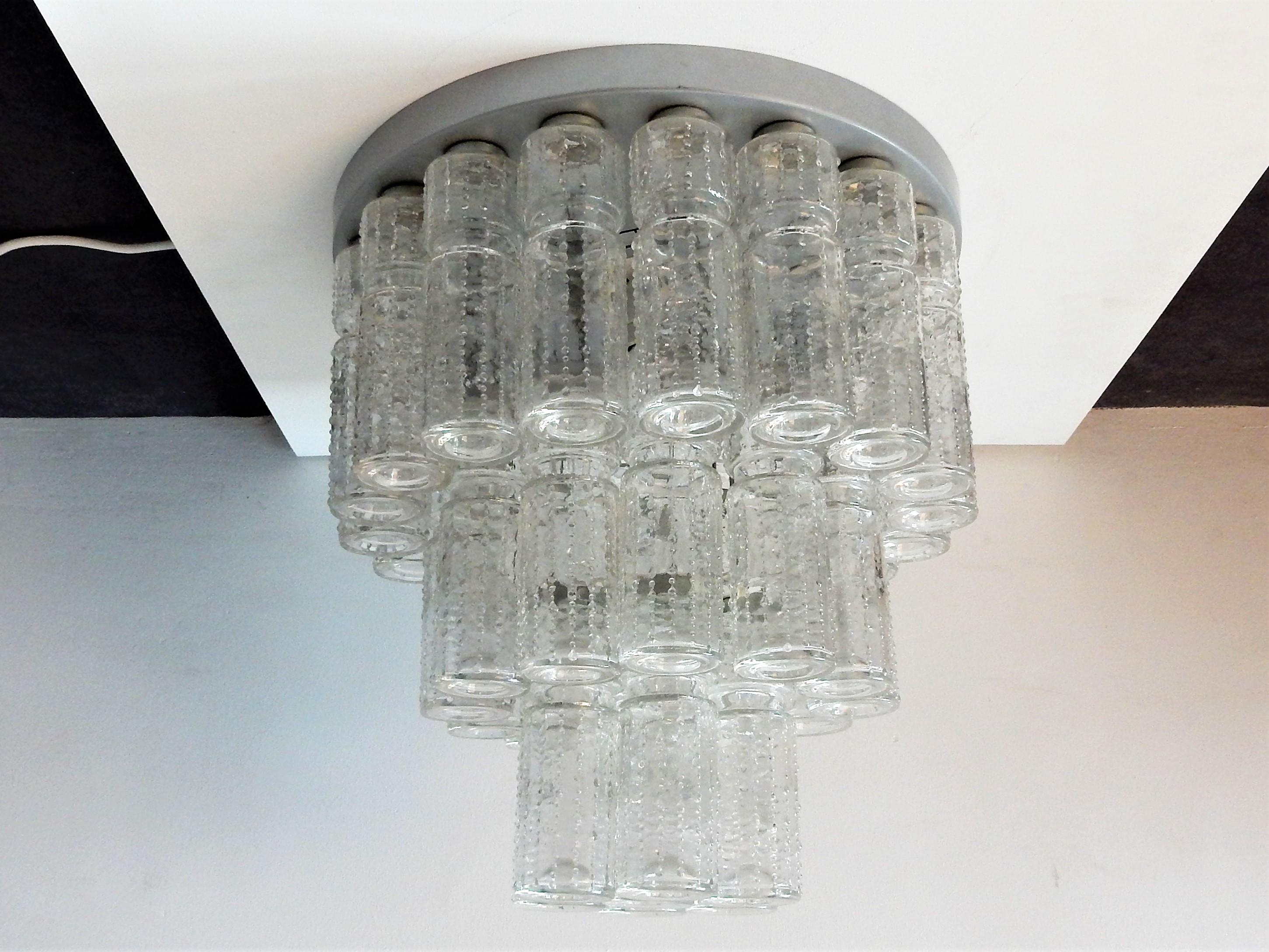 Metal 'Lichtval' or 'Lightfall' Glass Flush Mount by RAAK, 1970s, 2 available