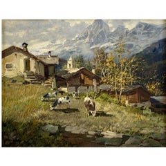Valle di Champoluc - Pilaz di Licinio Campagnari - Olio su tela