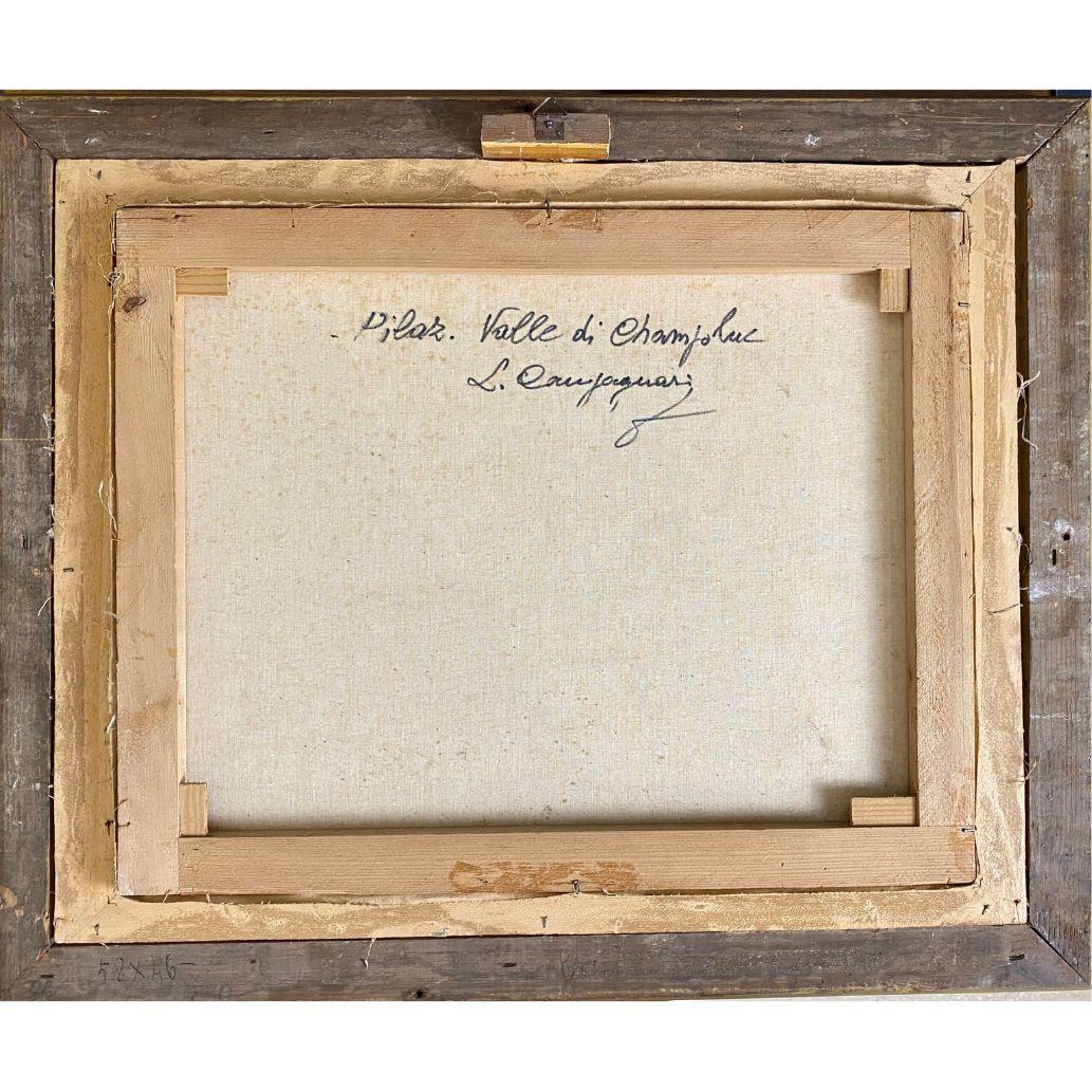 Tal von Champoluc - Pilaz von Licinio Campagnari - Öl auf Leinwand im Angebot 4