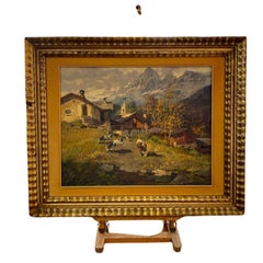 Champoluc Valley - Pilaz by Licinio Campagnari - Oil on canvas