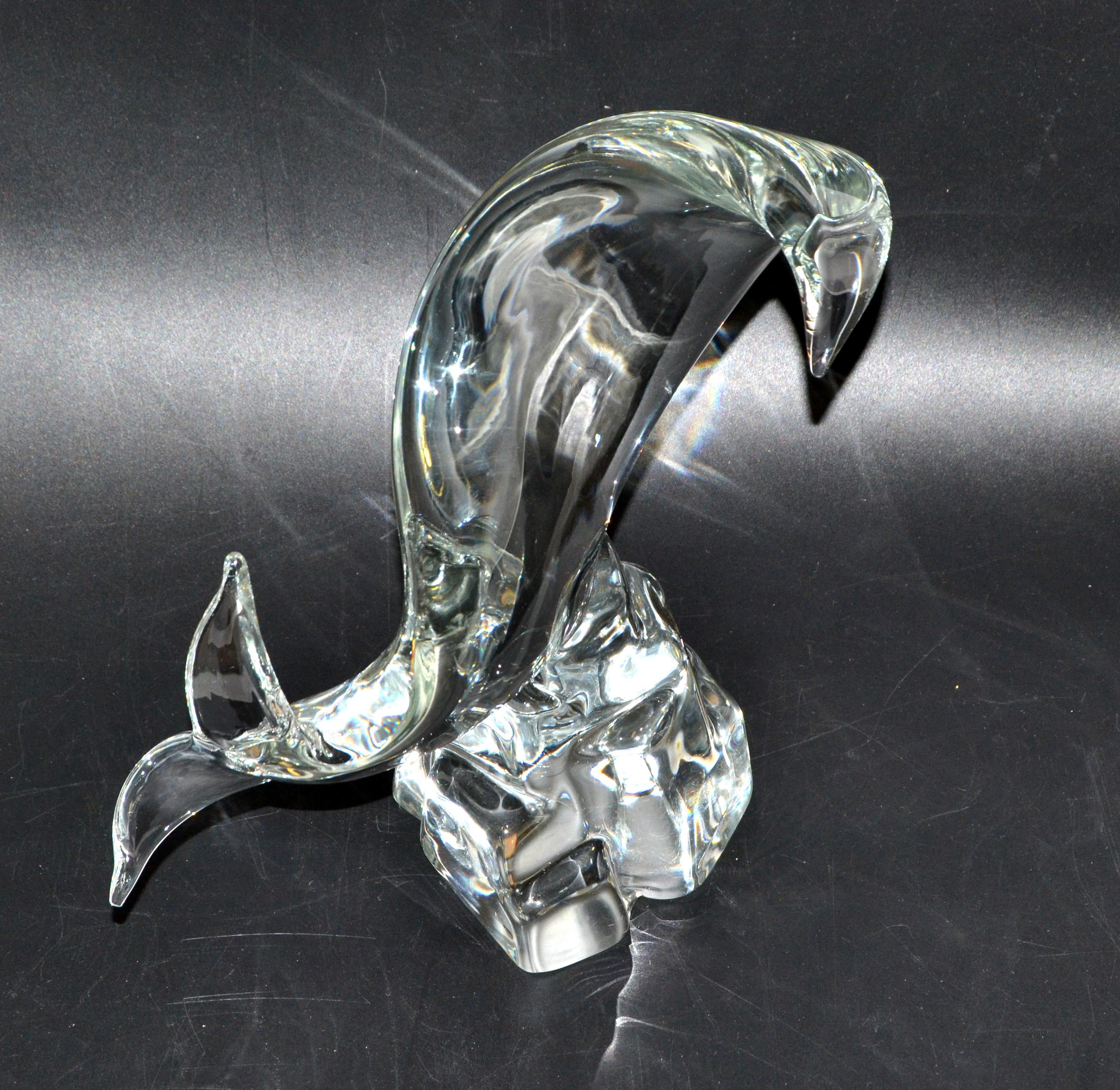 Licio Zanetti Abstract Murano Glass Fish, Whale or Dolphin Sculpture on Rock For Sale 1