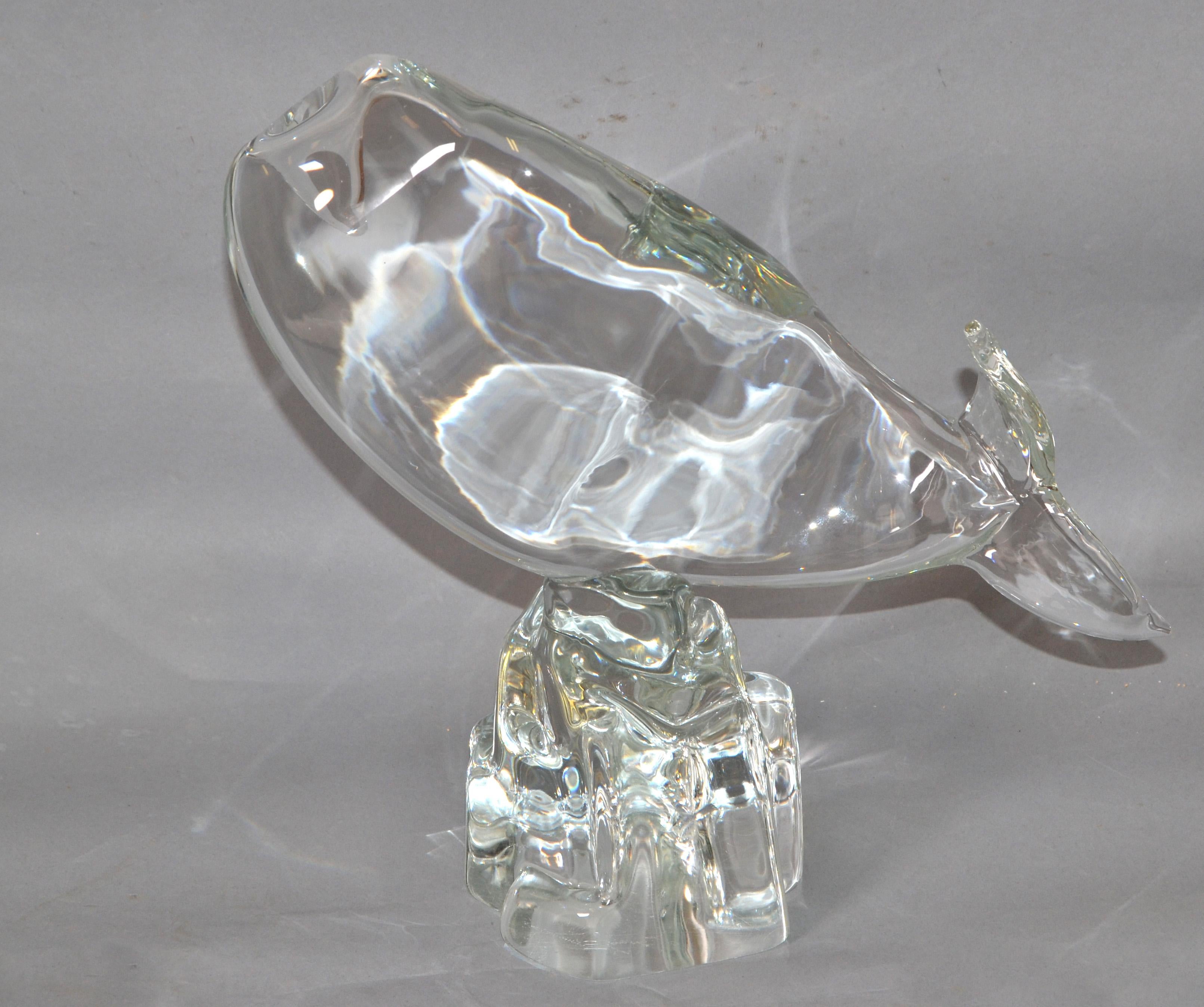 Licio Zanetti Escultura abstracta de cristal de Murano de pez, ballena o delfín sobre roca Moderno de mediados de siglo en venta