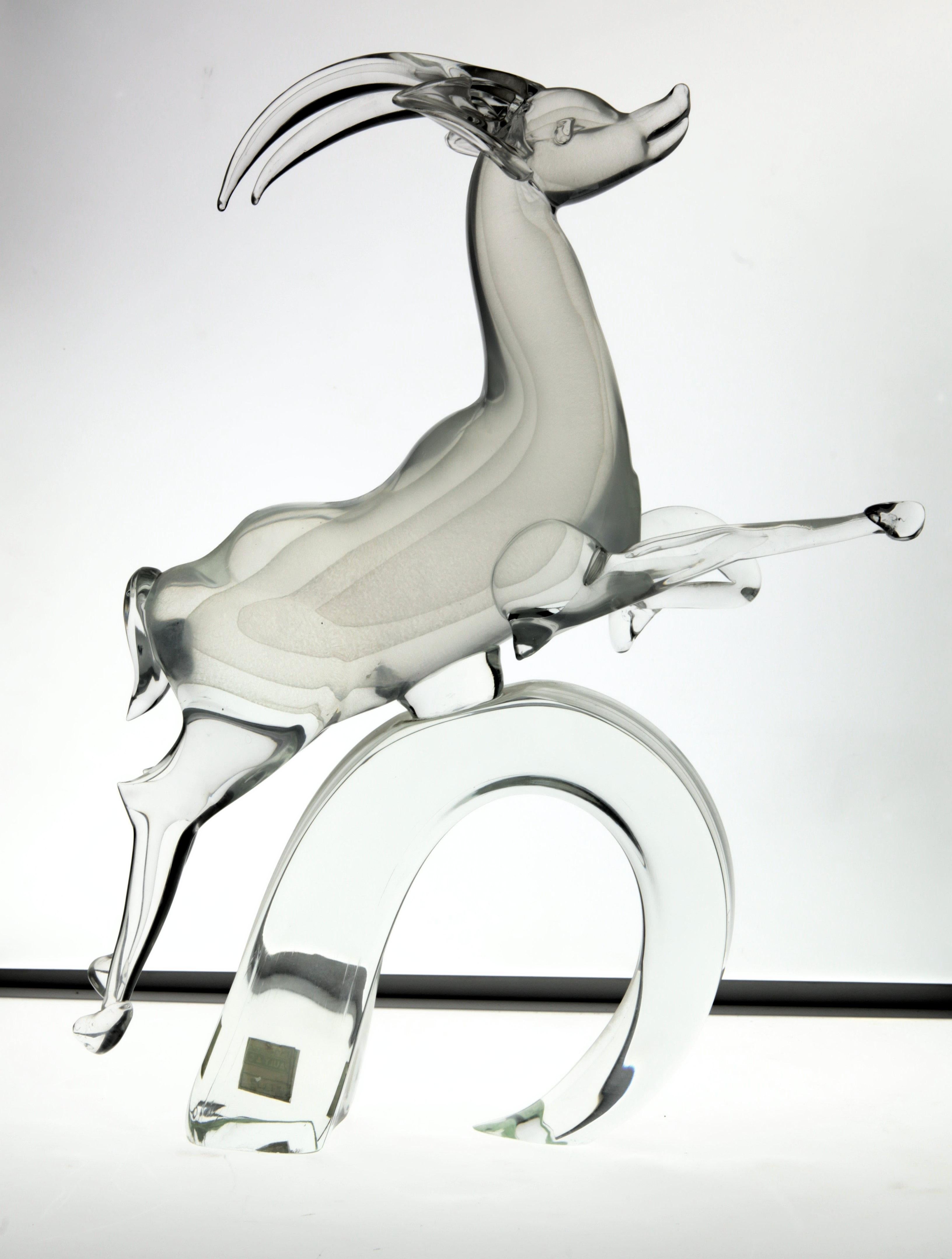 Licio Zanetti for Pauly Ibex Leaping Balsamo Stella Design, Murano 1990s, Signed 3