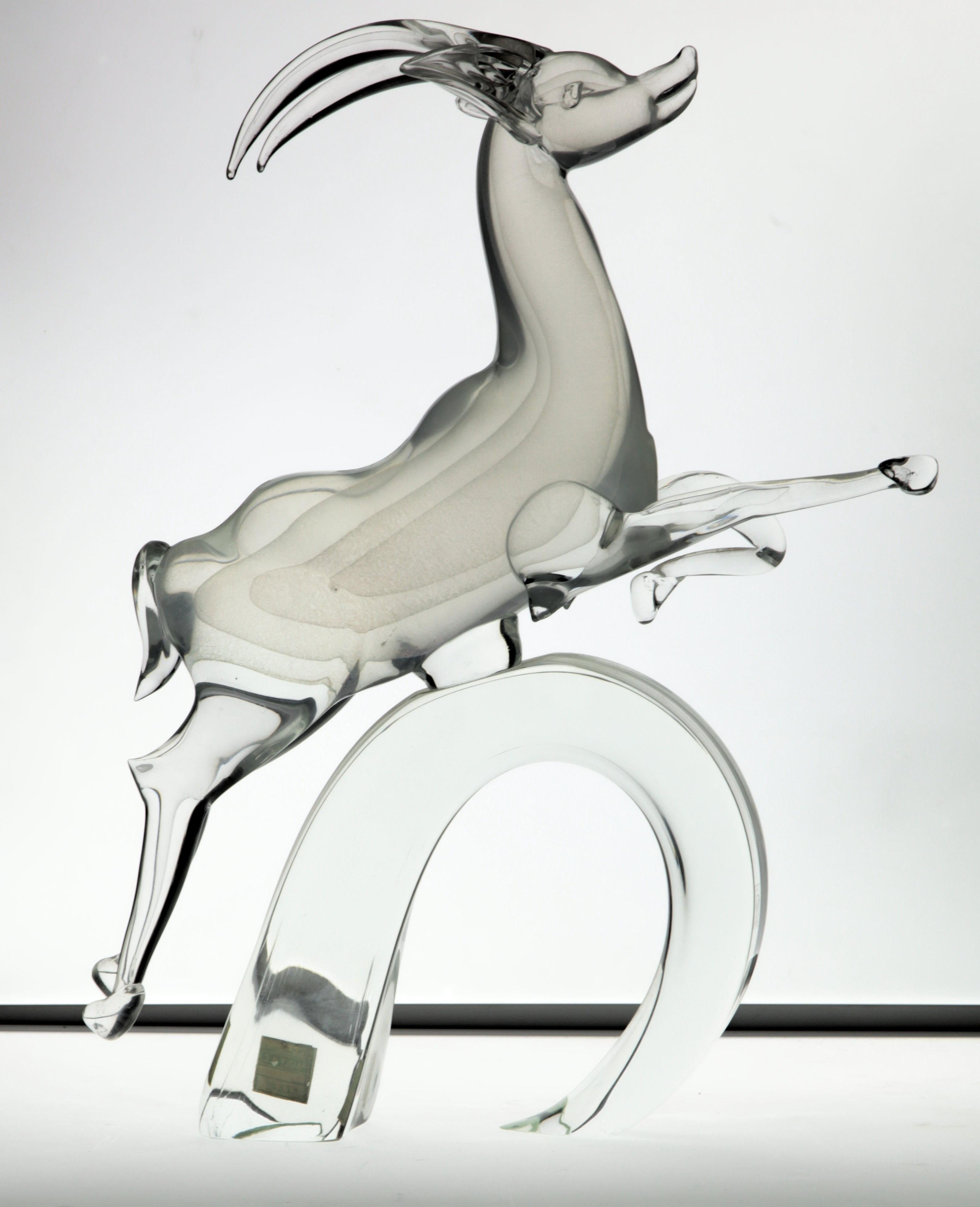 20th Century Licio Zanetti for Pauly Ibex Leaping Balsamo Stella Design, Murano 1990s, Signed