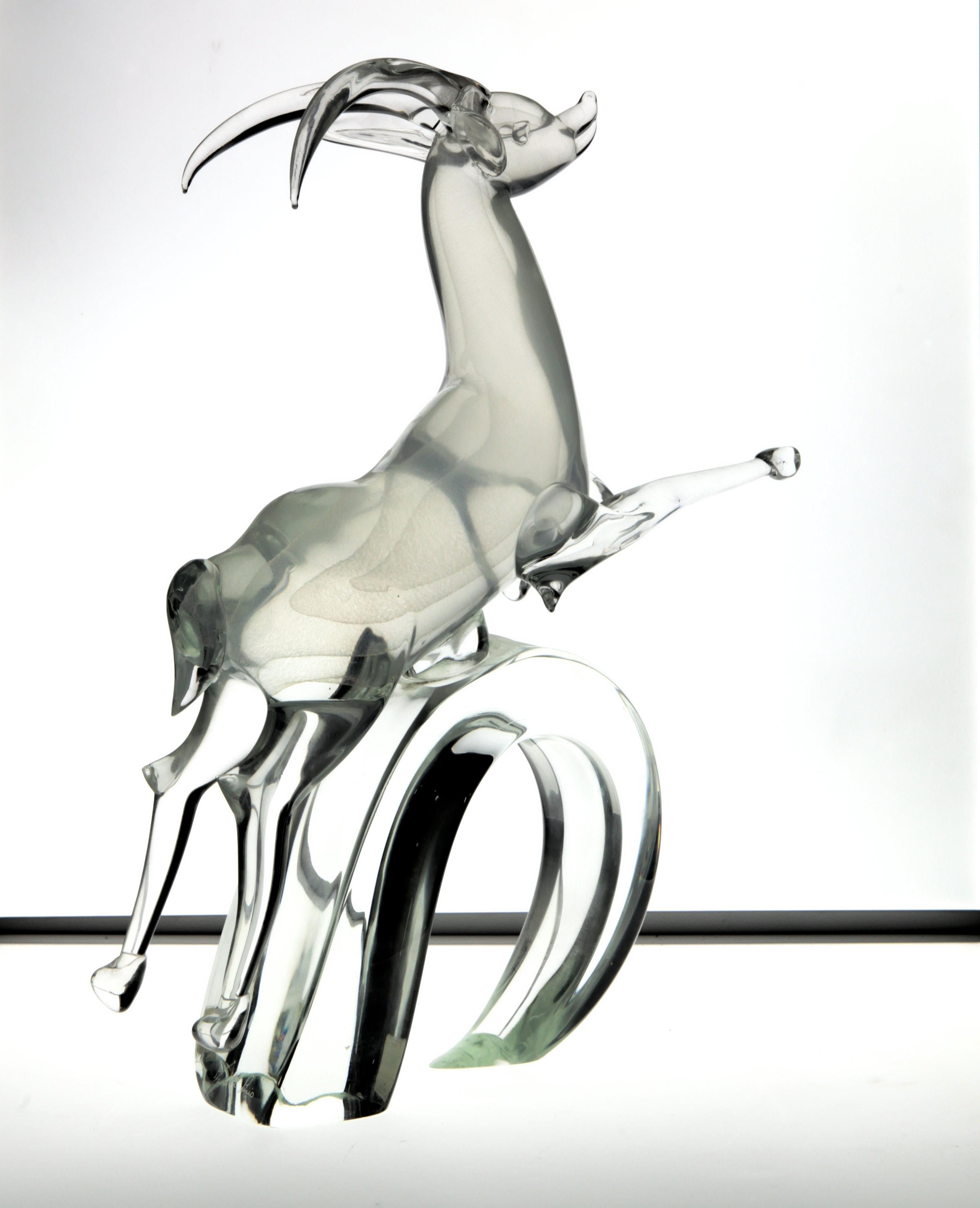 Licio Zanetti for Pauly Ibex Leaping Balsamo Stella Design, Murano 1990s, Signed 1