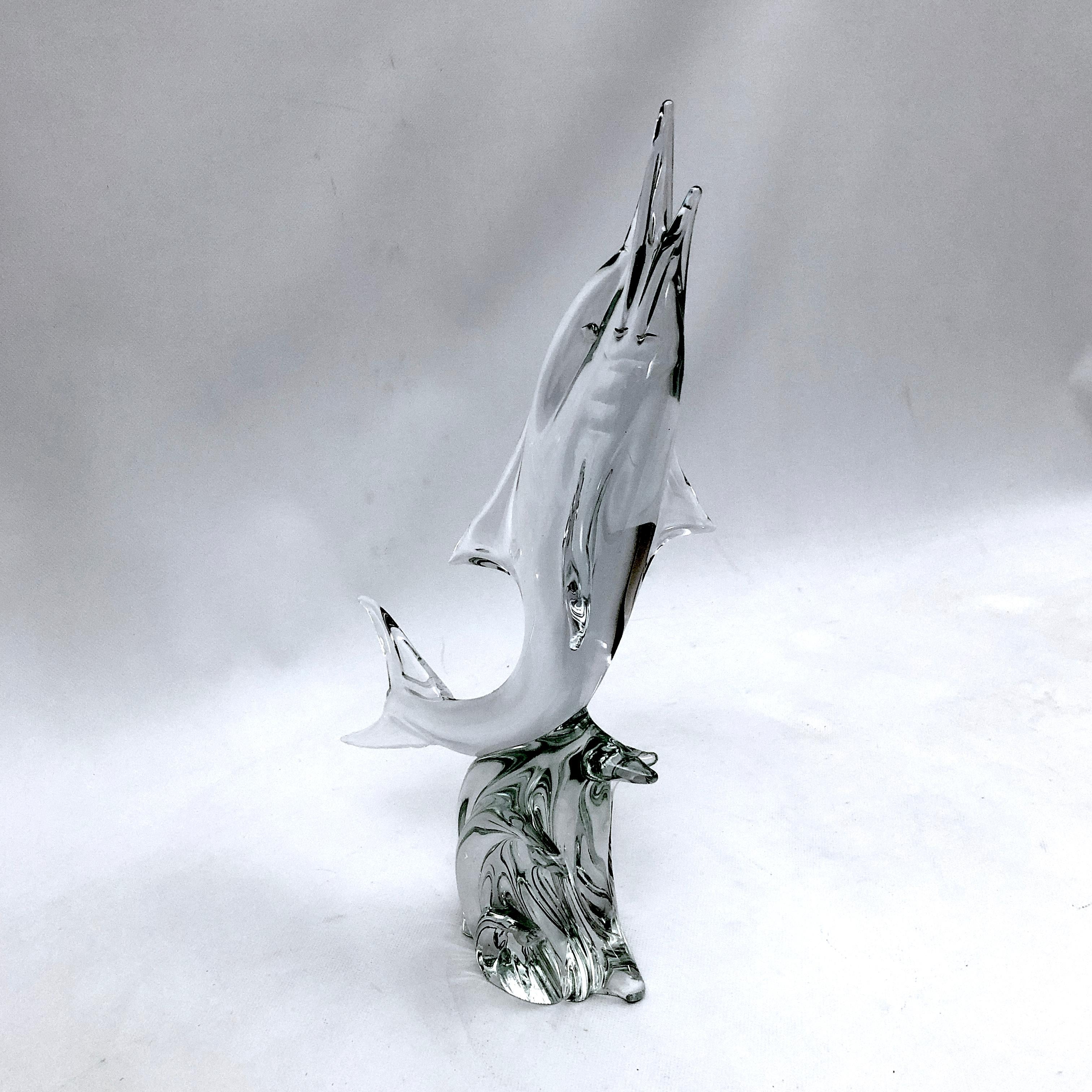 Licio Zanetti, Large Mid-Century Murano Glass Dolphin Sculpture from 60s For Sale 4