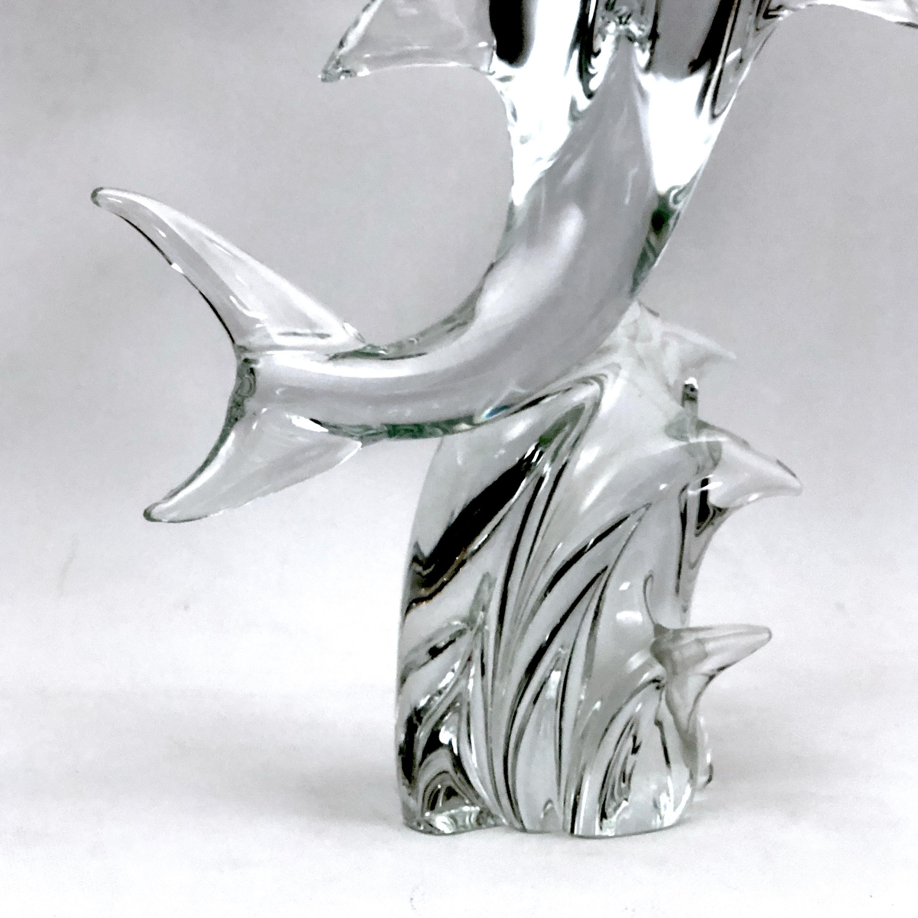 Licio Zanetti, Large Mid-Century Murano Glass Dolphin Sculpture from 60s In Good Condition For Sale In Catania, CT