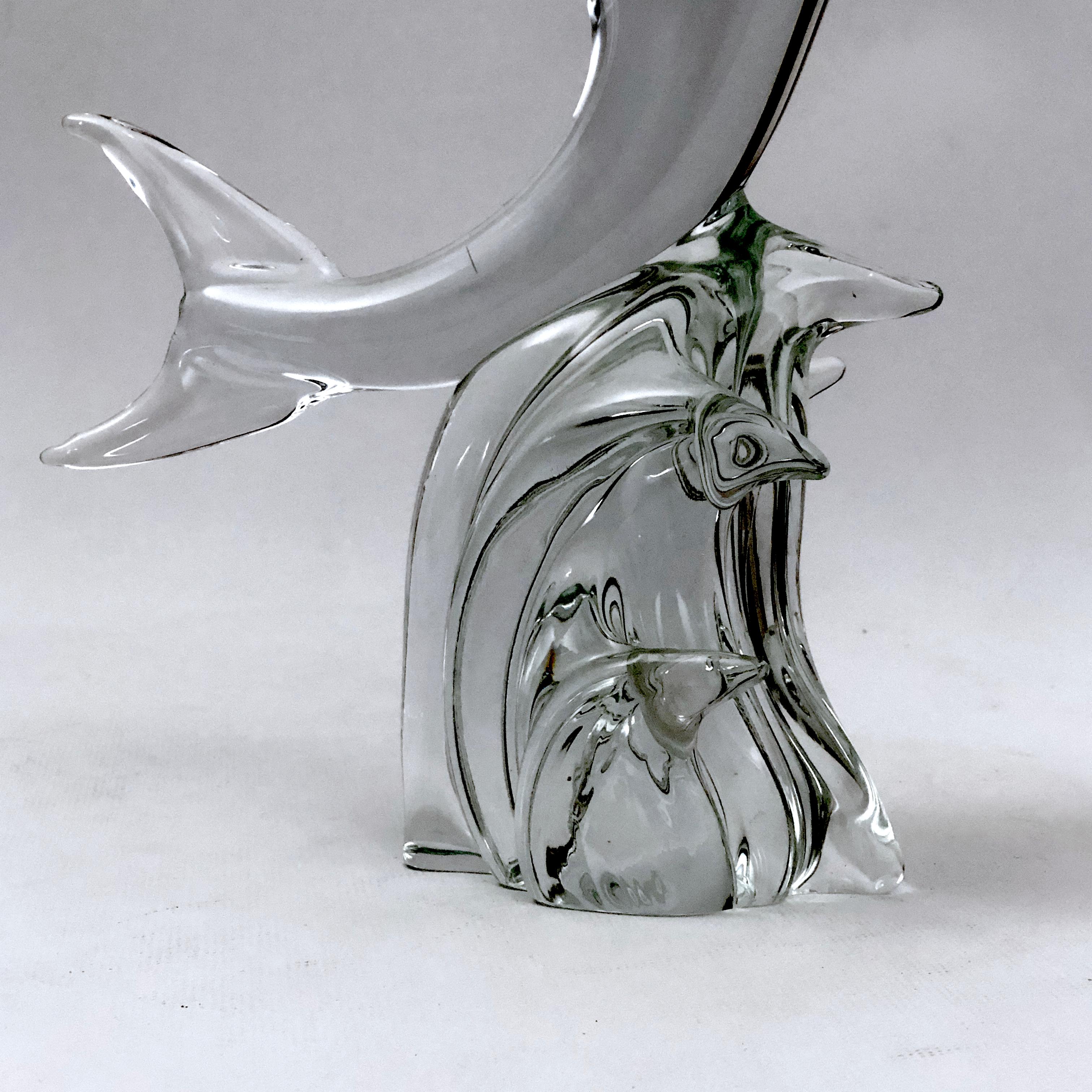 Licio Zanetti, Large Mid-Century Murano Glass Dolphin Sculpture from 60s For Sale 2