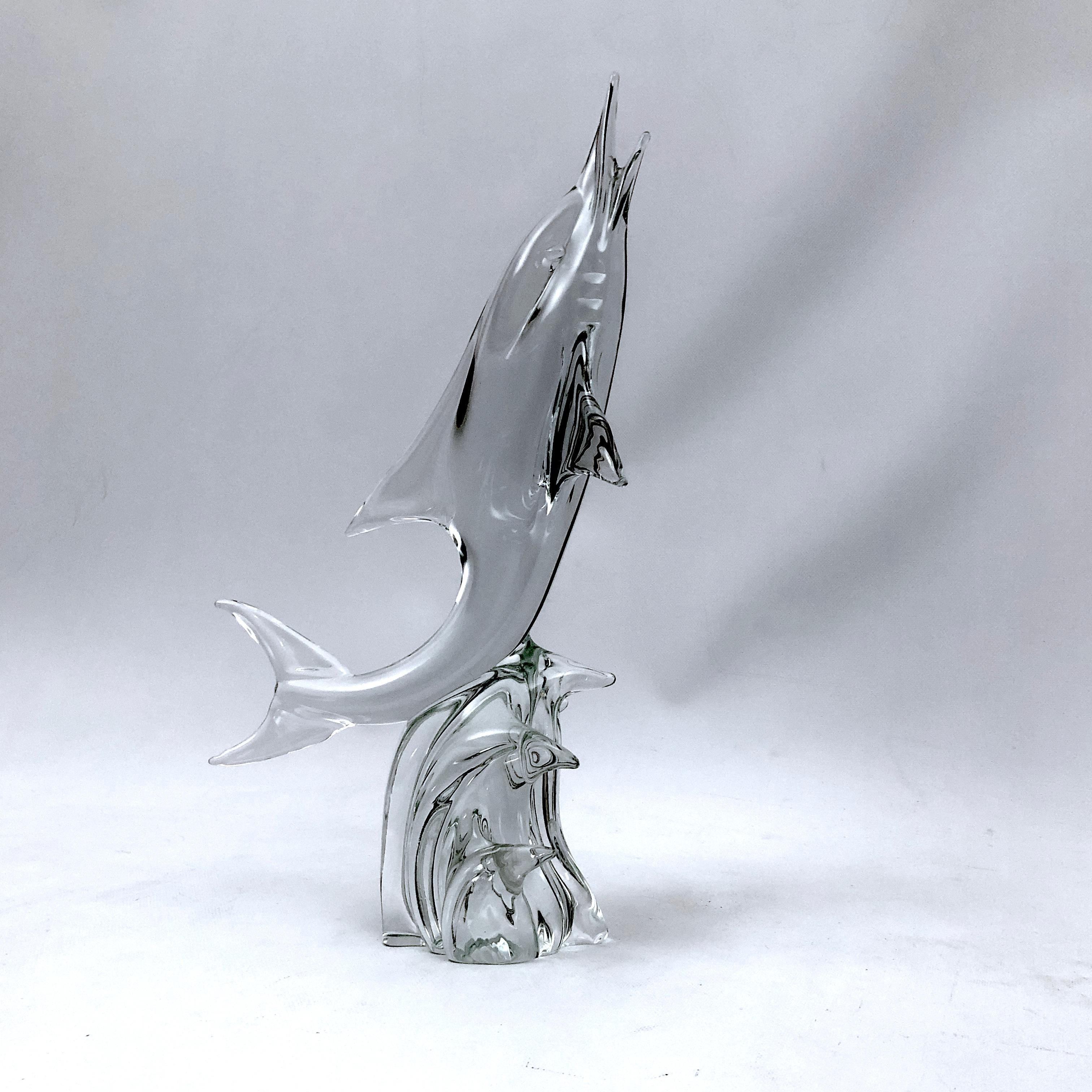 Licio Zanetti, Large Mid-Century Murano Glass Dolphin Sculpture from 60s For Sale 3