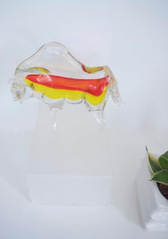Licio Zanetti Large Murano Bull Sculpture with Red and Yellow Inclusions, 1970
