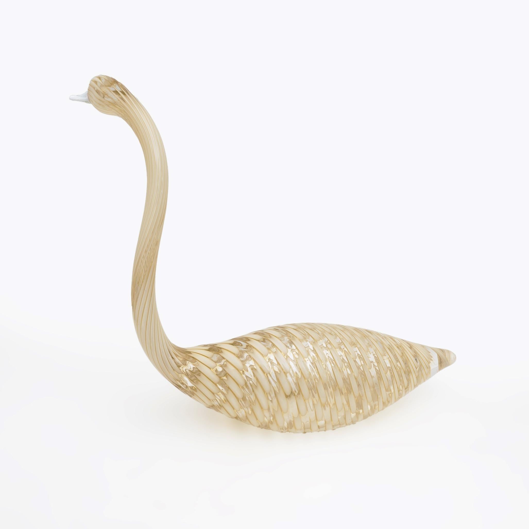 Italian Licio Zanetti Mid-Century Modern Murano Blown Glass Swan For Sale