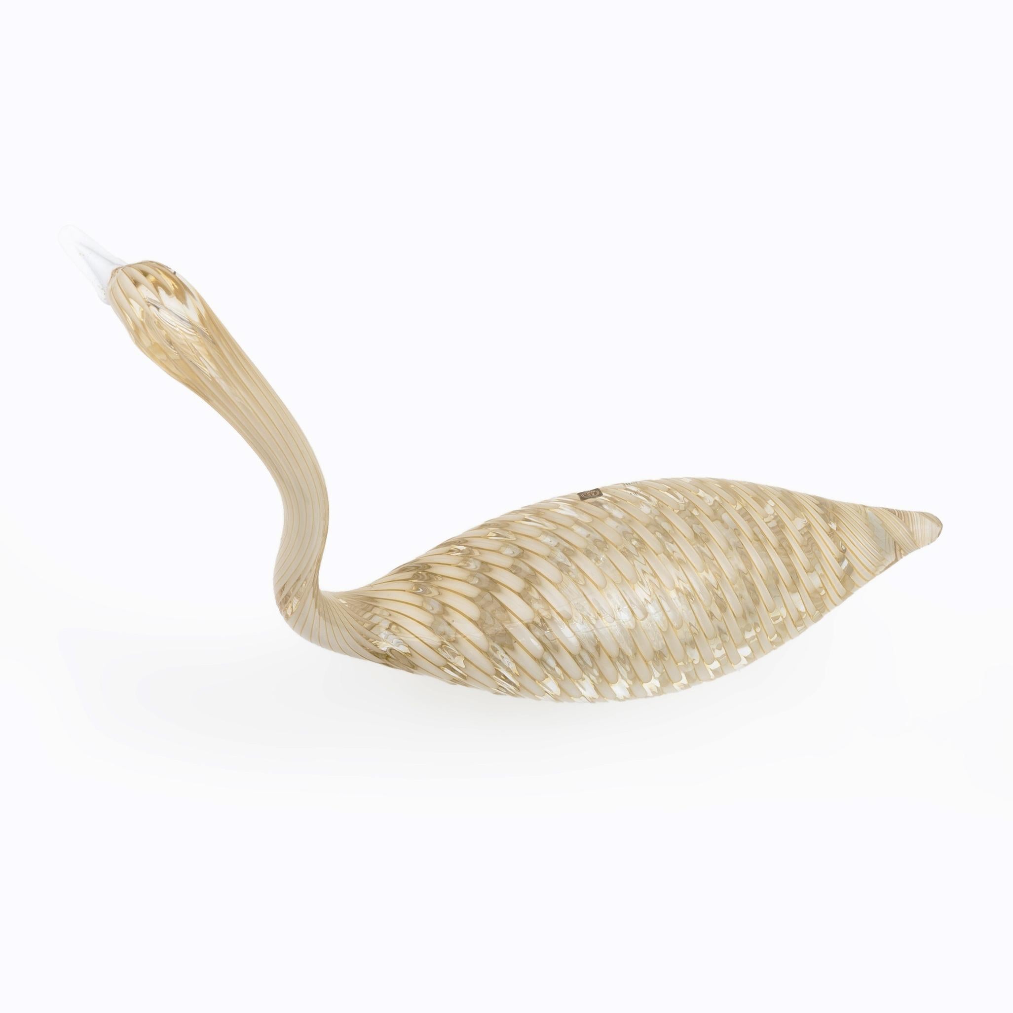 Murano Glass Licio Zanetti Mid-Century Modern Murano Blown Glass Swan For Sale