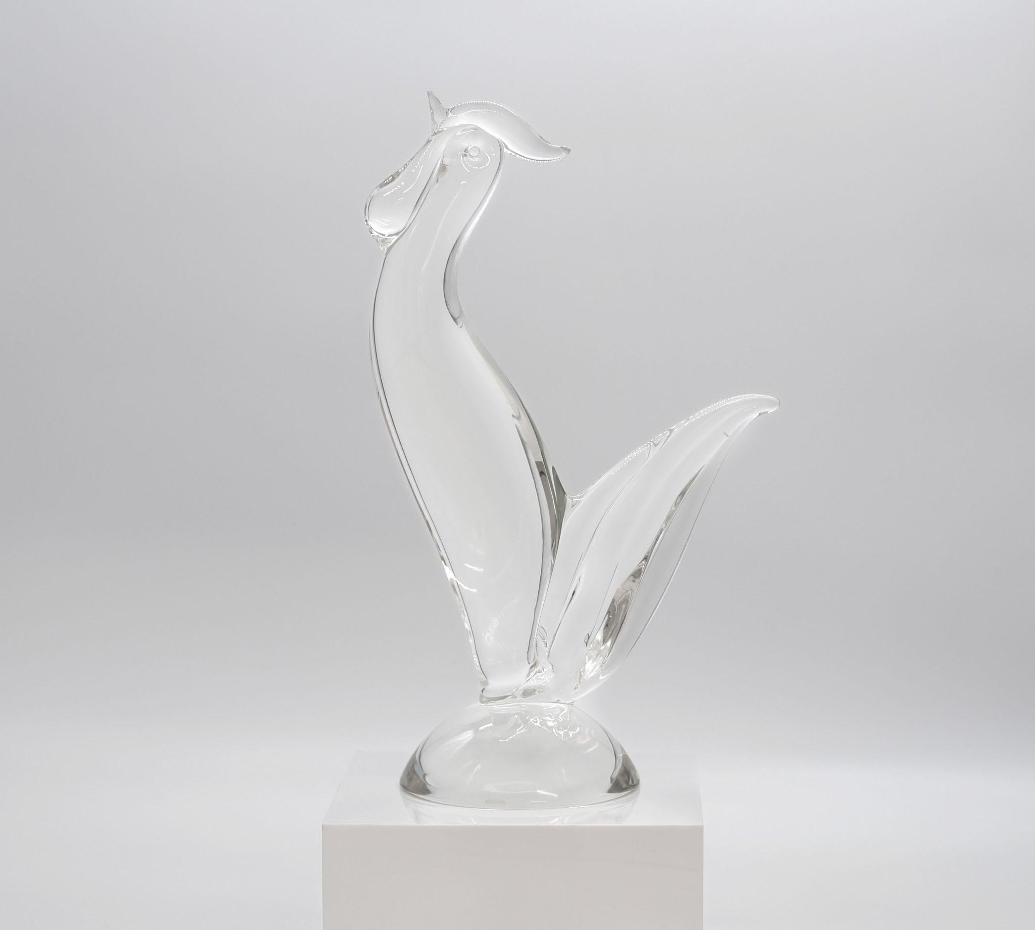 Mid-Century Modern Licio Zanetti  Mid Century Murano glass sculptured cockerel For Sale