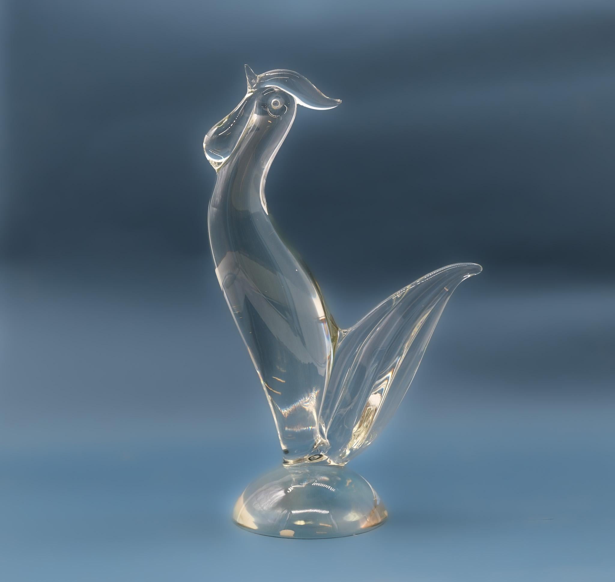 Licio Zanetti  Mid Century Murano glass sculptured cockerel In Good Condition For Sale In Norwich, GB